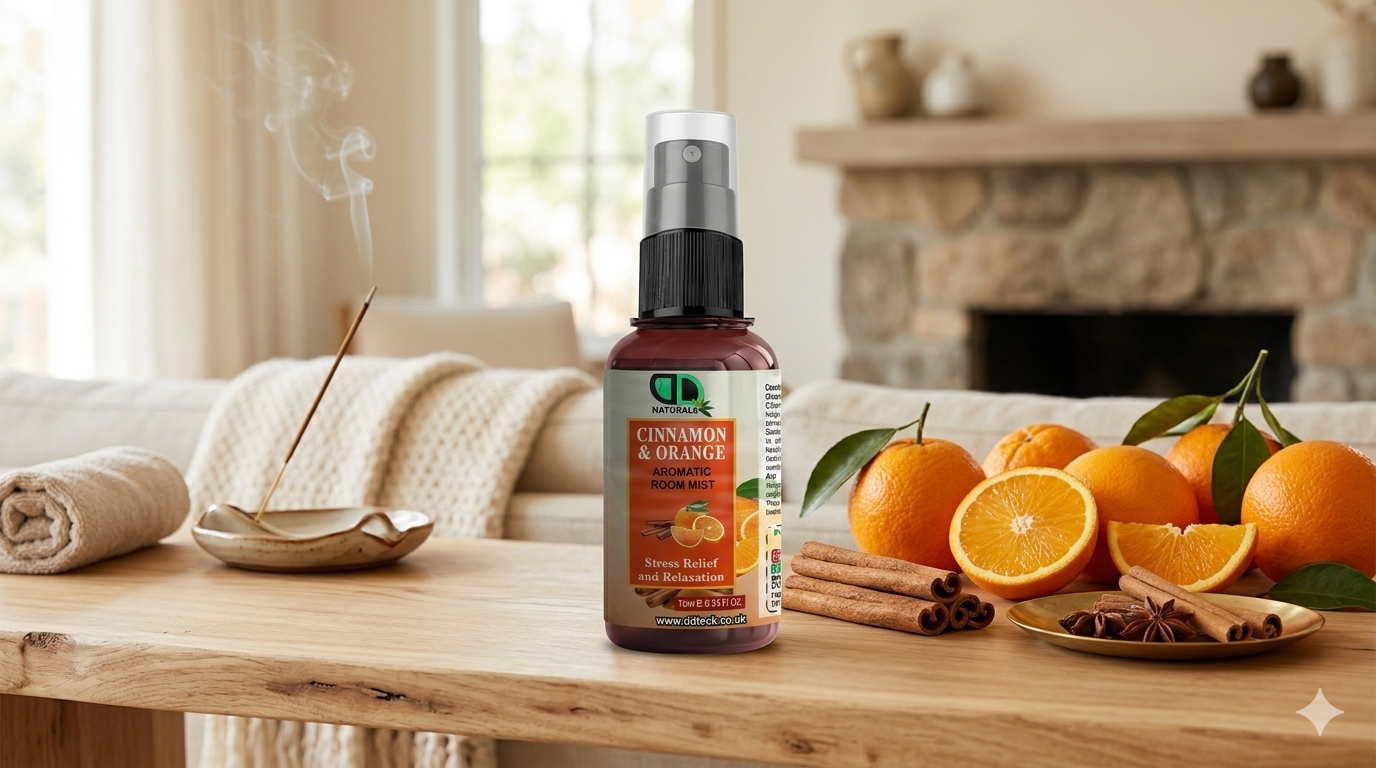Cinnamon &amp; Orange Aromatic Room Spray | Natural Air Freshener for Home, Bedroom, Bathroom &amp; Car in the UK
