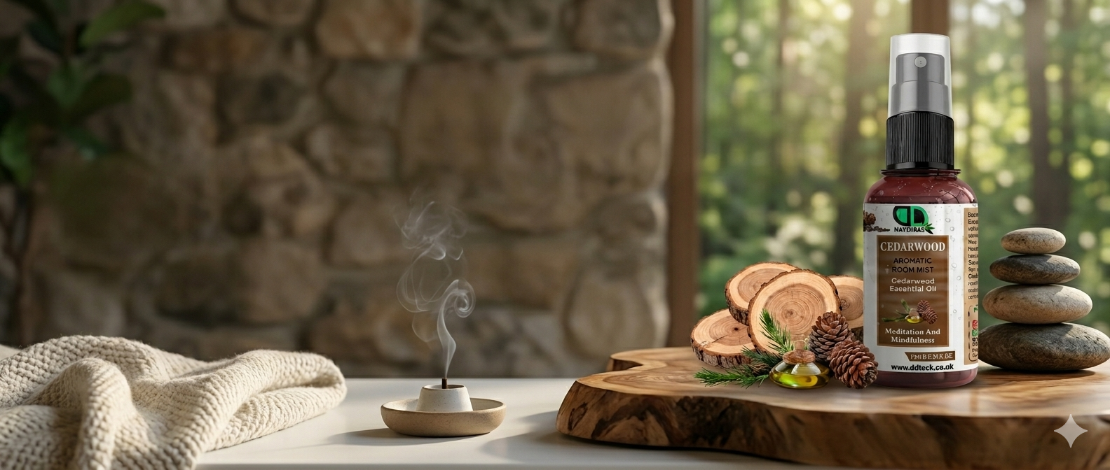 Cedarwood Aromatic Room Mist – Pure Essential Oil Spray for Meditation &amp; Mindfulness in the UK
