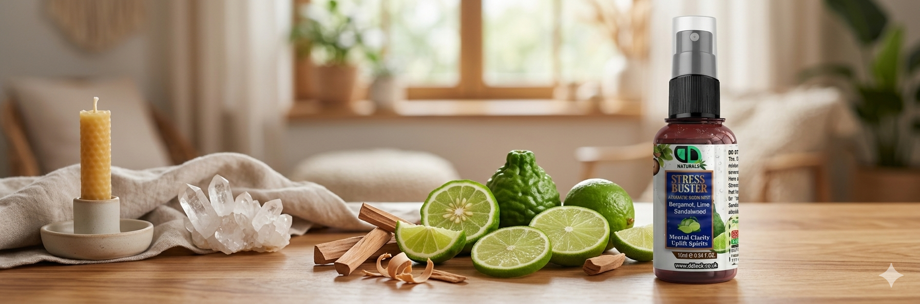 Stress Buster Aromatic Room Mist – Bergamot, Lime &amp; Sandalwood Blend for Calm Living in the UK