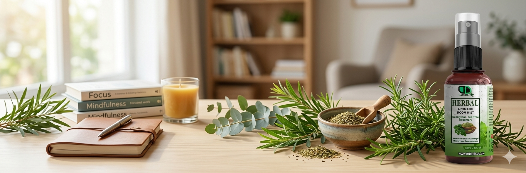 Herbal Aromatic Room Mist – Eucalyptus, Tea Tree &amp; Rosemary for a Fresh and Balanced Home in the UK