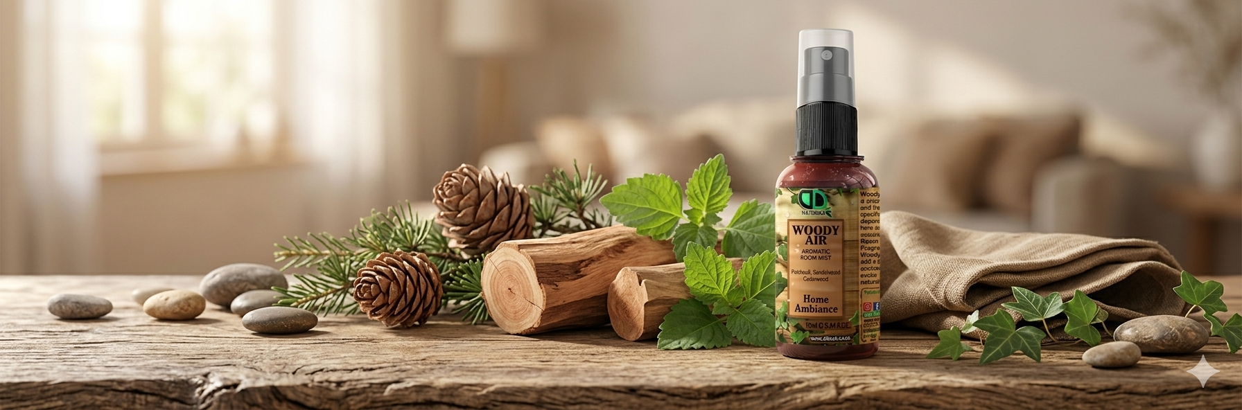 Woody Air Aromatic Room Mist – Home Ambiance with Patchouli, Sandalwood &amp; Cedarwood in the UK