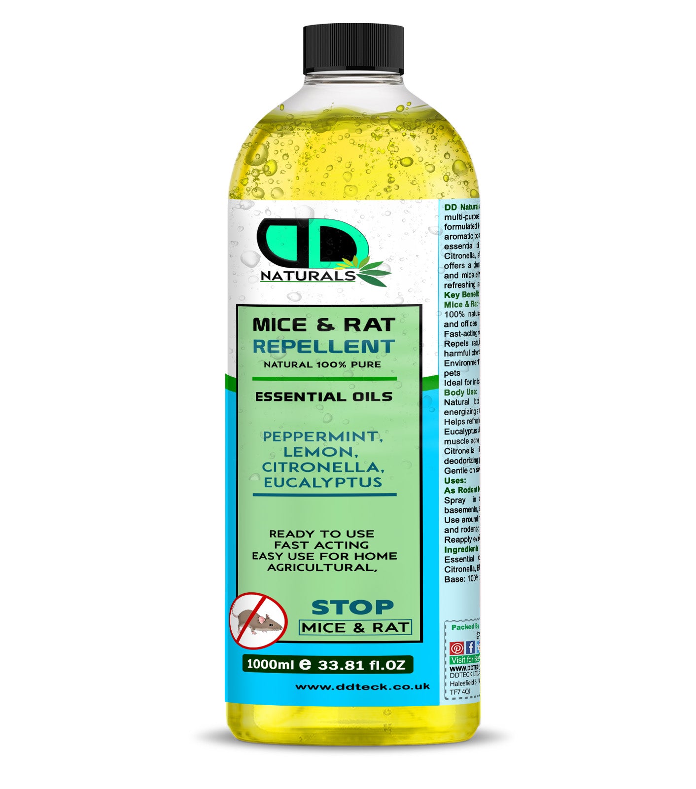 Mice & Rat Repellent Spray | Natural Essential Oil Rodent Deterrent | Peppermint, Lemon, Citronella & Eucalyptus