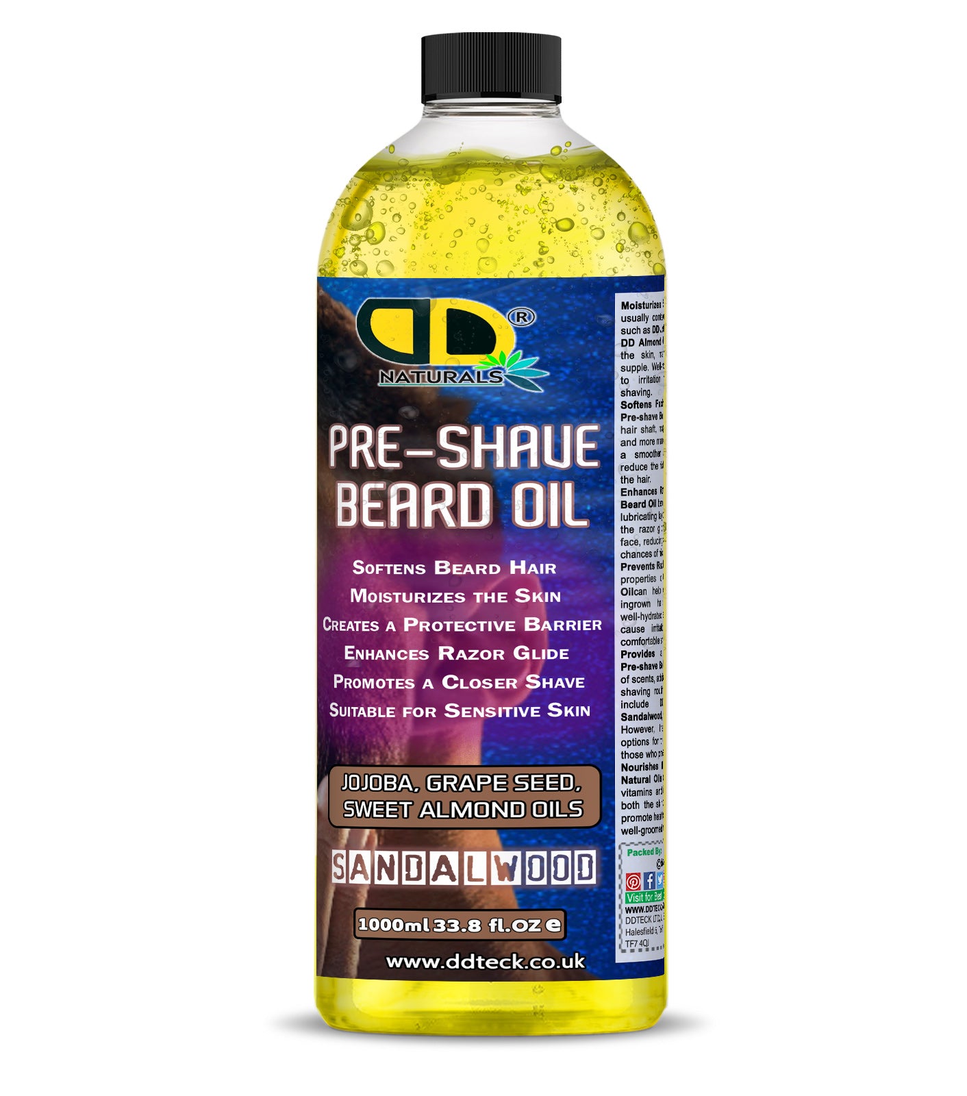 Pre-Shave Beard Oil with Jojoba, Grapeseed & Sweet Almond Oils – Sandalwood | Smooth & Protective Shave