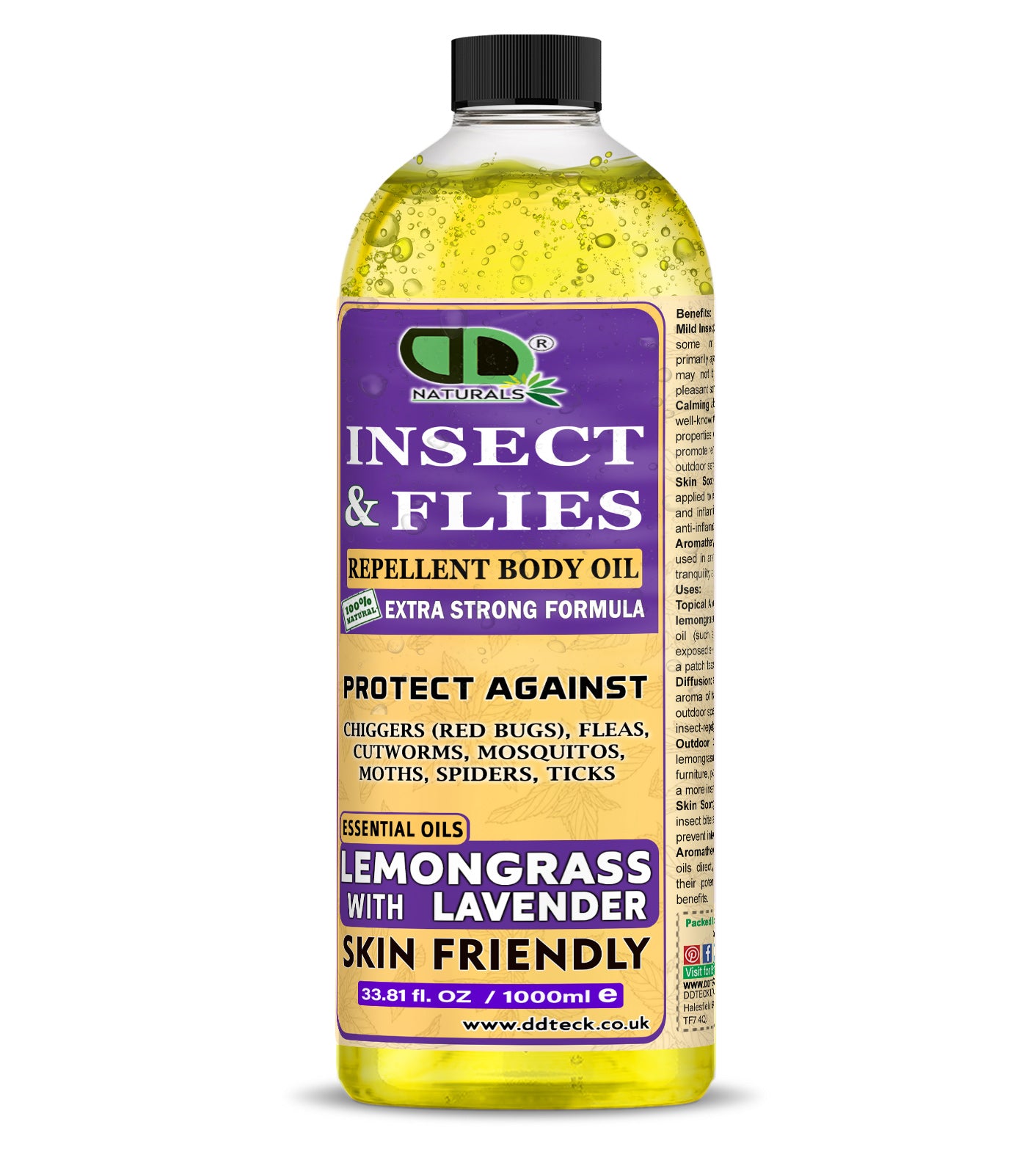 Insect & Flies Repellent Body Oil | Lemongrass & Lavender Essential Oils | Natural Bug Protection