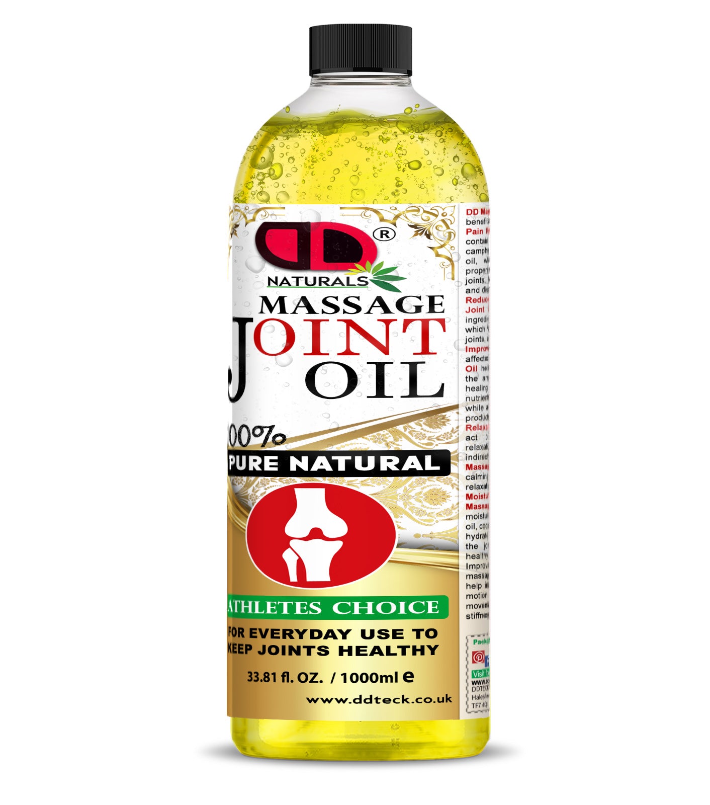 100% Pure Natural Joint Massage Oil - Athletes Choice for Healthy Joints