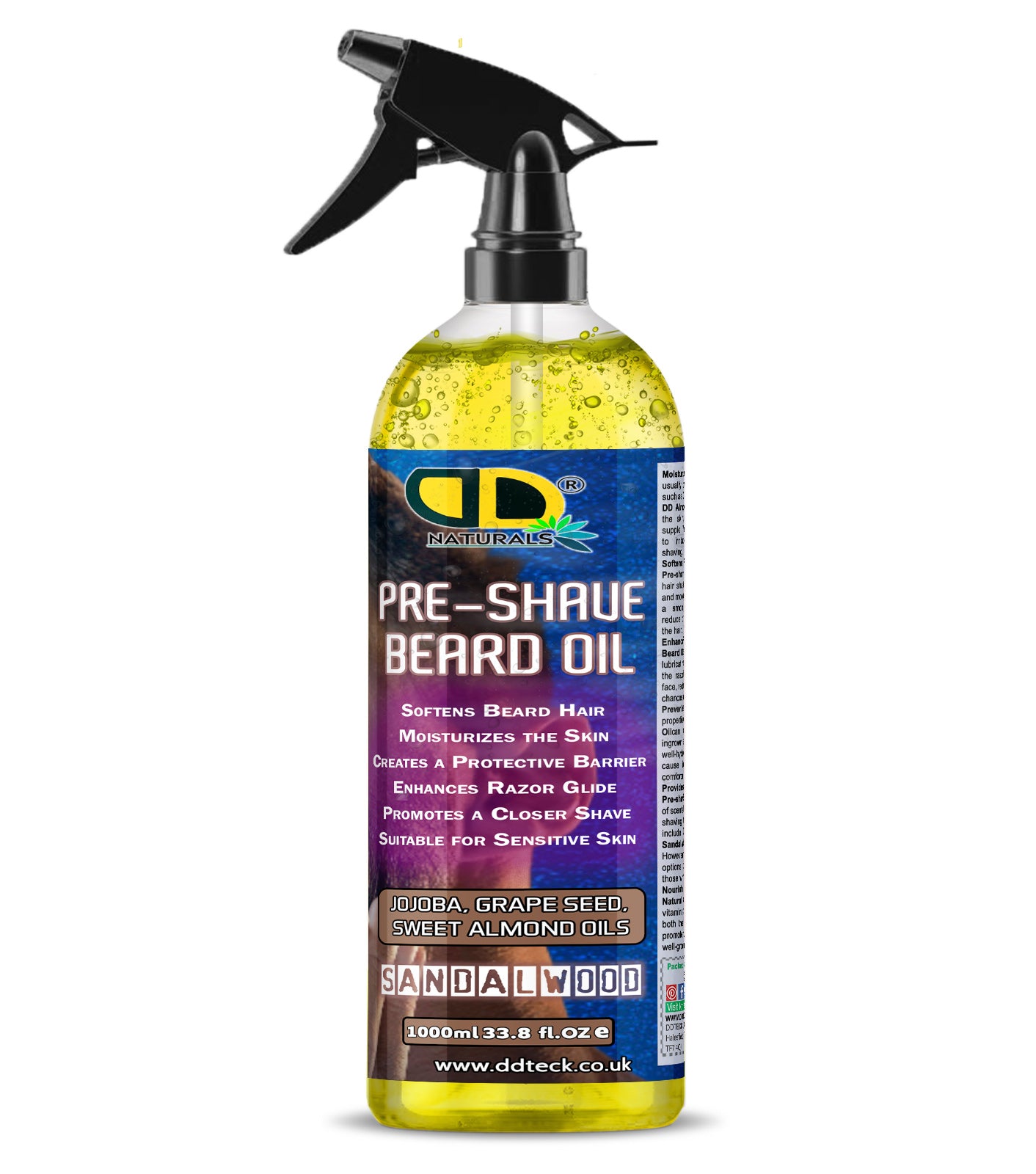 Pre-Shave Beard Oil with Jojoba, Grapeseed & Sweet Almond Oils – Sandalwood | Smooth & Protective Shave