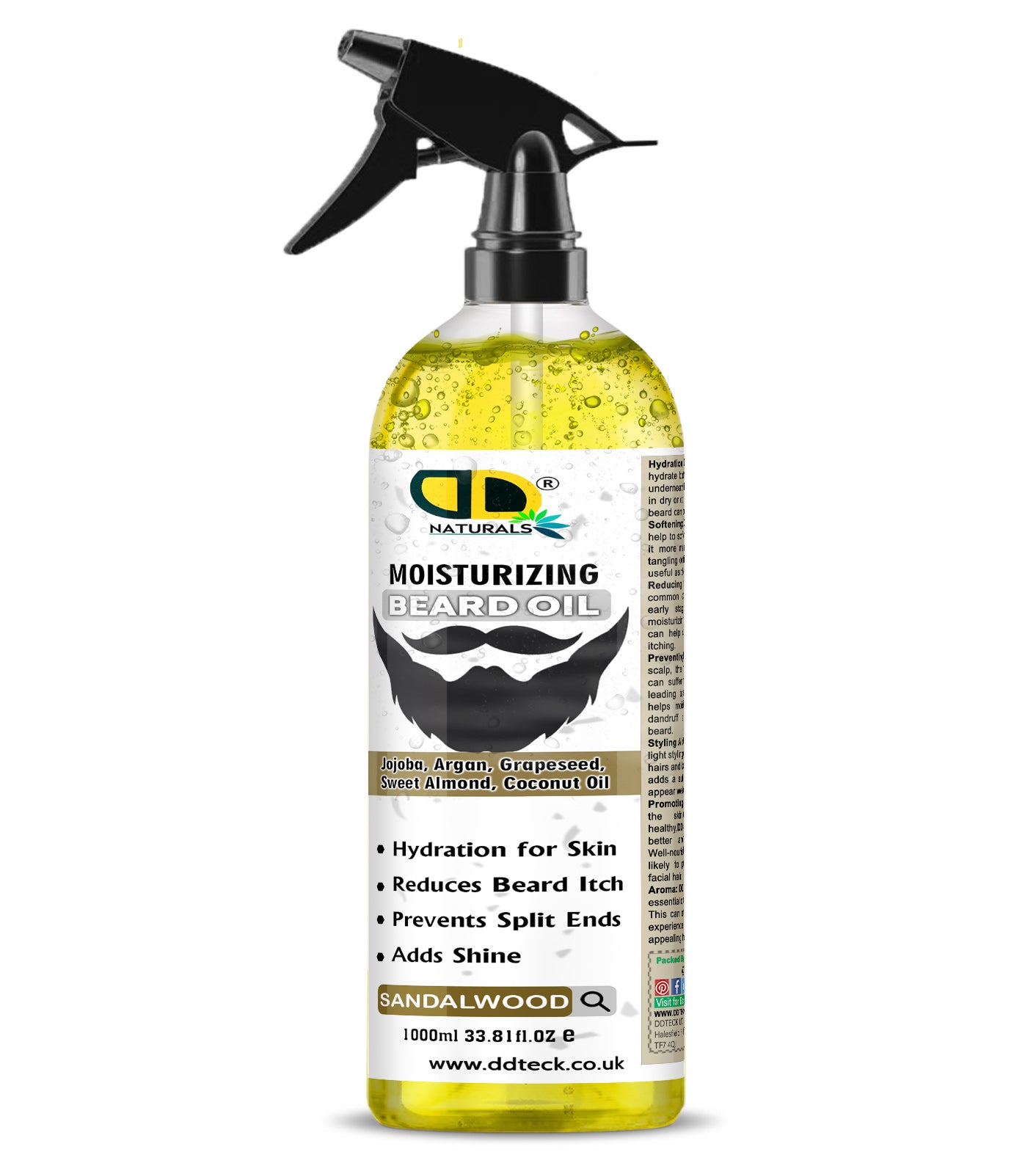 Moisturizing Beard Oil with Jojoba, Argan & Coconut Oil – Sandalwood Scent | Hydrating & Anti-Itch Beard Care