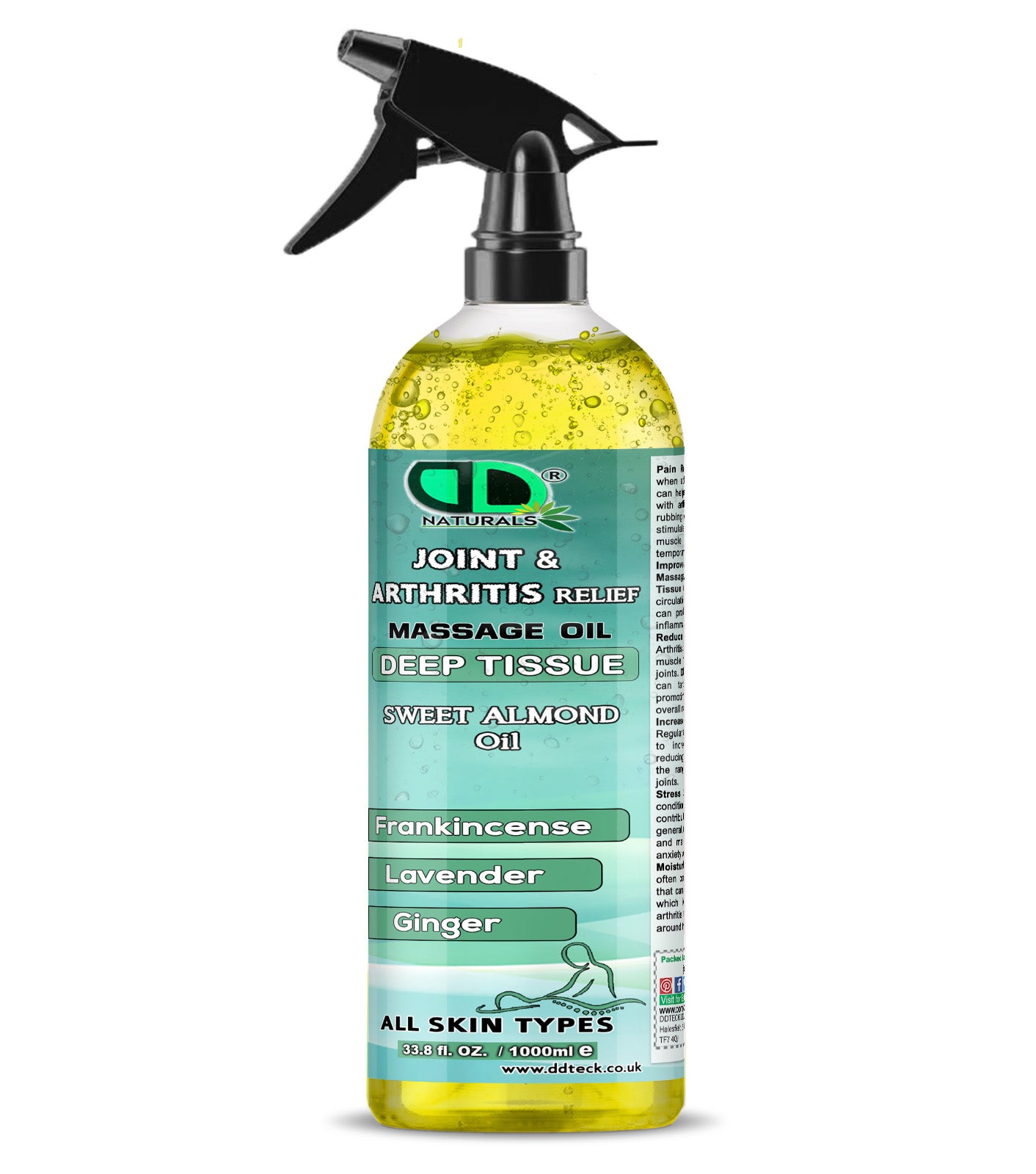 Joint & Arthritis Relief Deep Tissue Massage Oil with Frankincense, Lavender, & Ginger