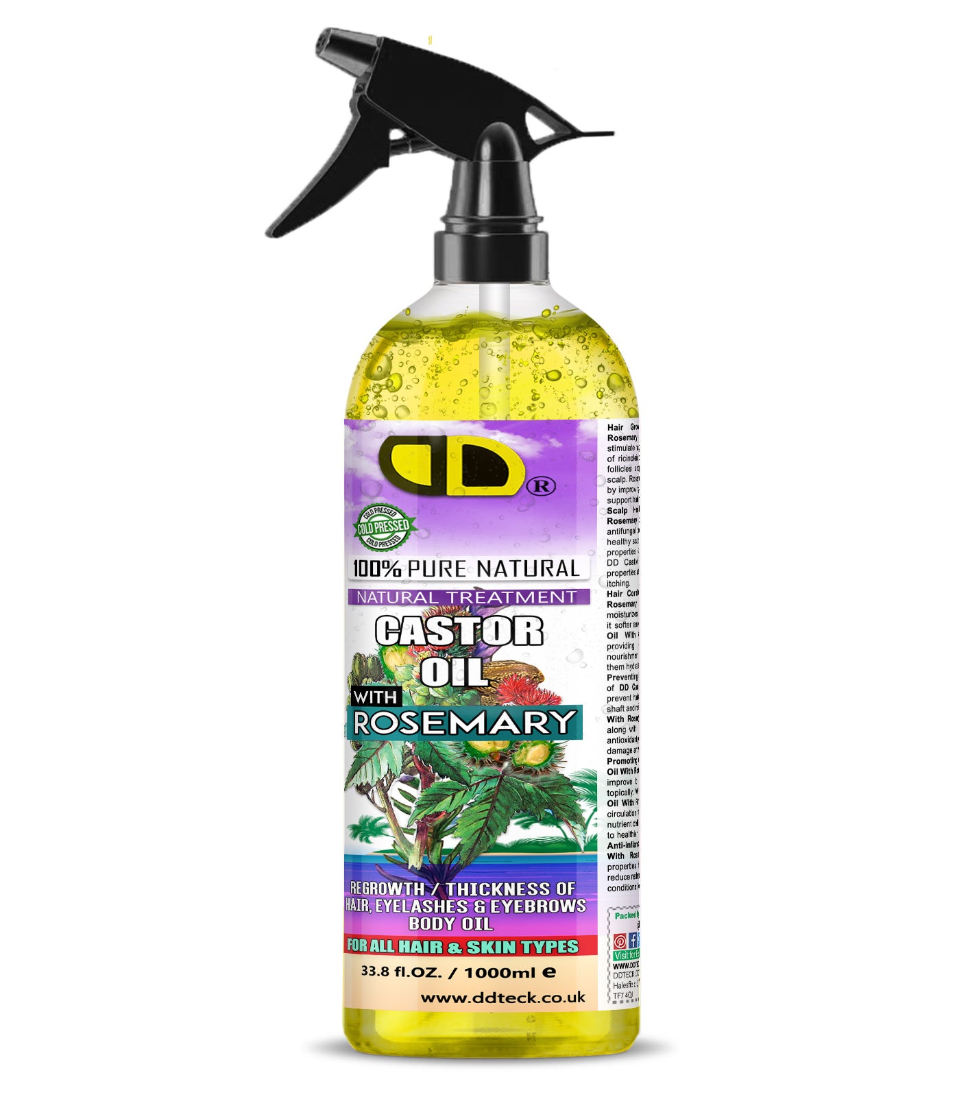 Castor & Rosemary Hair & Body Oil | Natural Treatment for Hair, Lashes & Brows