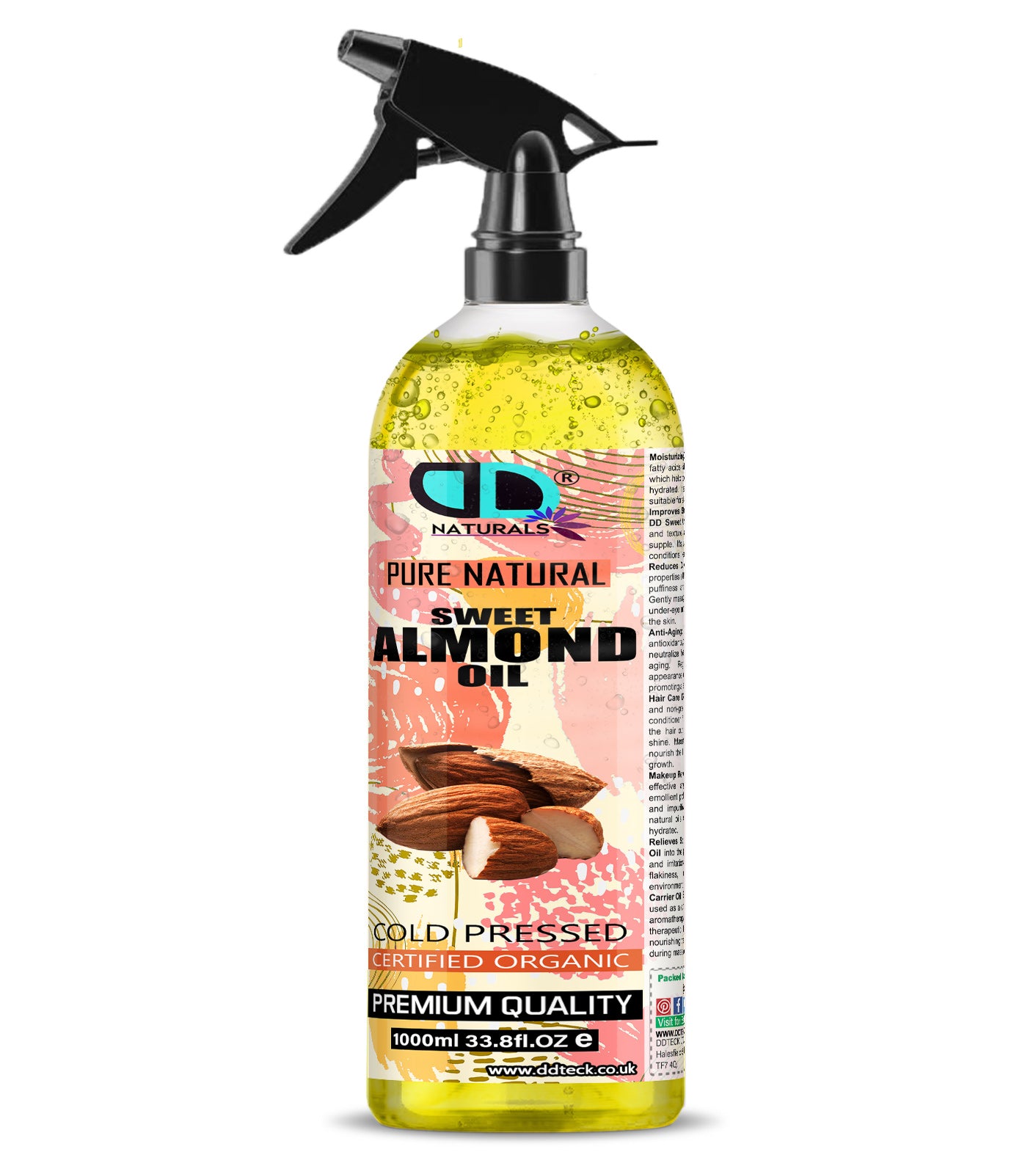 Pure Natural Sweet Almond Oil - Cold Pressed & Certified Organic