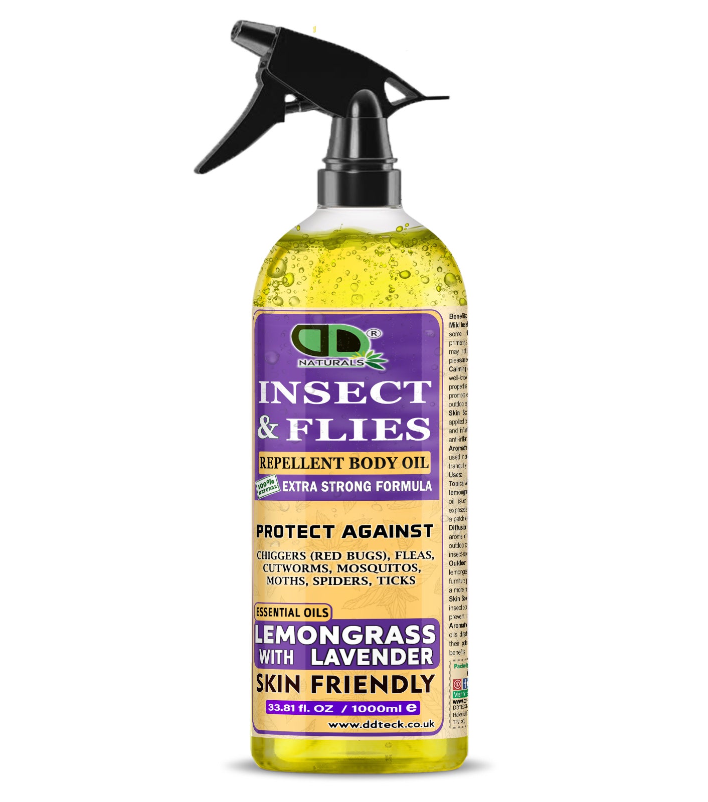 Insect & Flies Repellent Body Oil | Lemongrass & Lavender Essential Oils | Natural Bug Protection