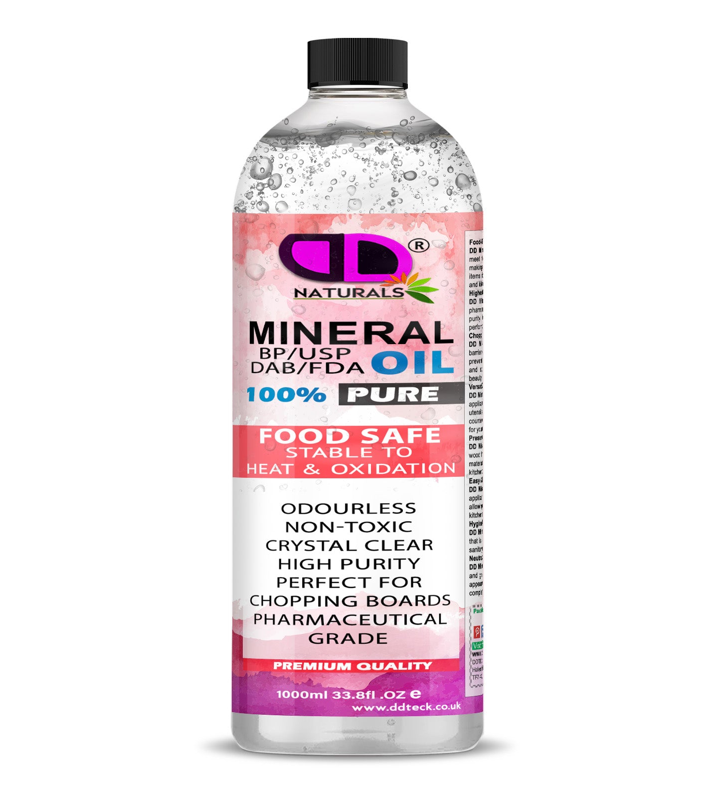 Mineral Oil BP/USP – Food Safe, Multi-Purpose Mineral Oil for Chopping Board, Wood, Leather, Skin, Hair & Household Care