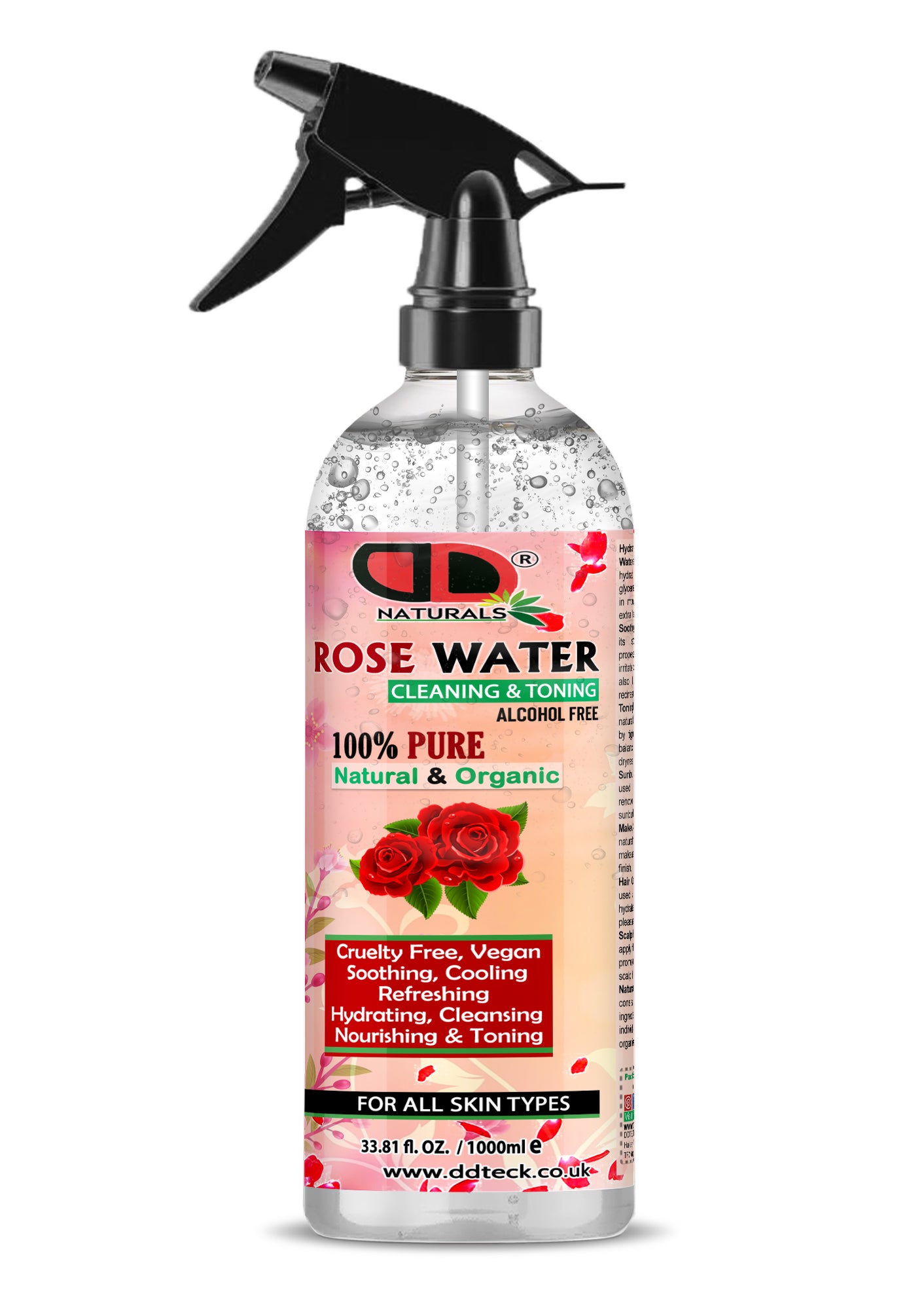 Rose Water Facial Toner Spray | 100% Pure Bulgarian Rose Hydrolat for Hydrated, Glowing Skin