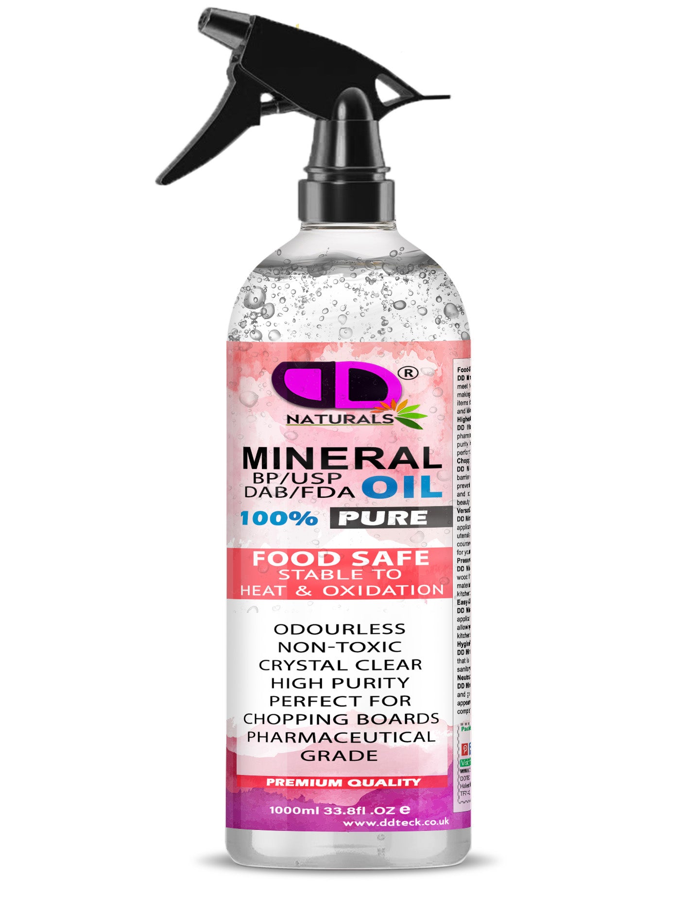 Mineral Oil BP/USP – Food Safe, Multi-Purpose Mineral Oil for Chopping Board, Wood, Leather, Skin, Hair & Household Care