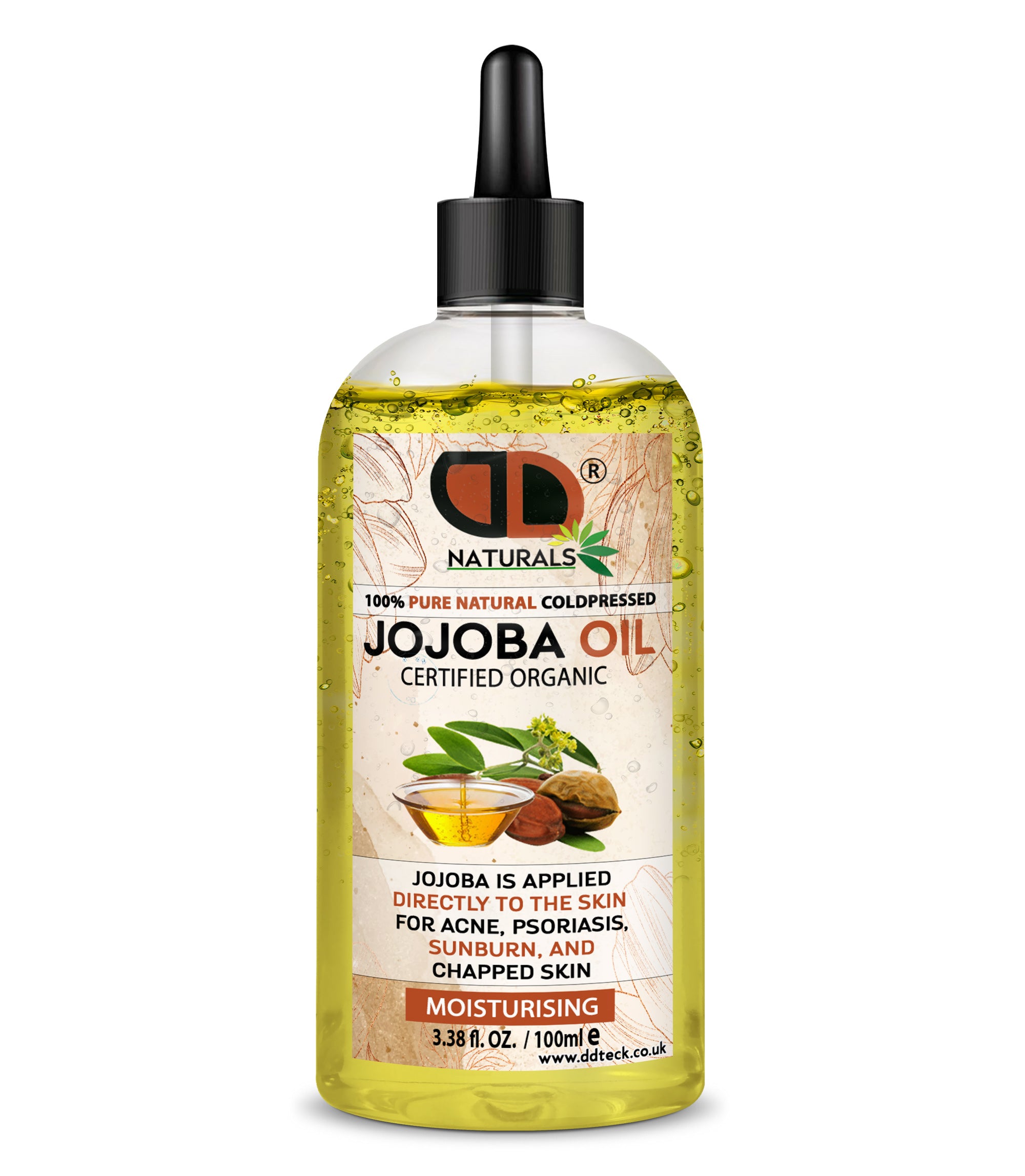 100% Pure Natural Cold pressed Jojoba Oil – Certified Organic Moisturizer