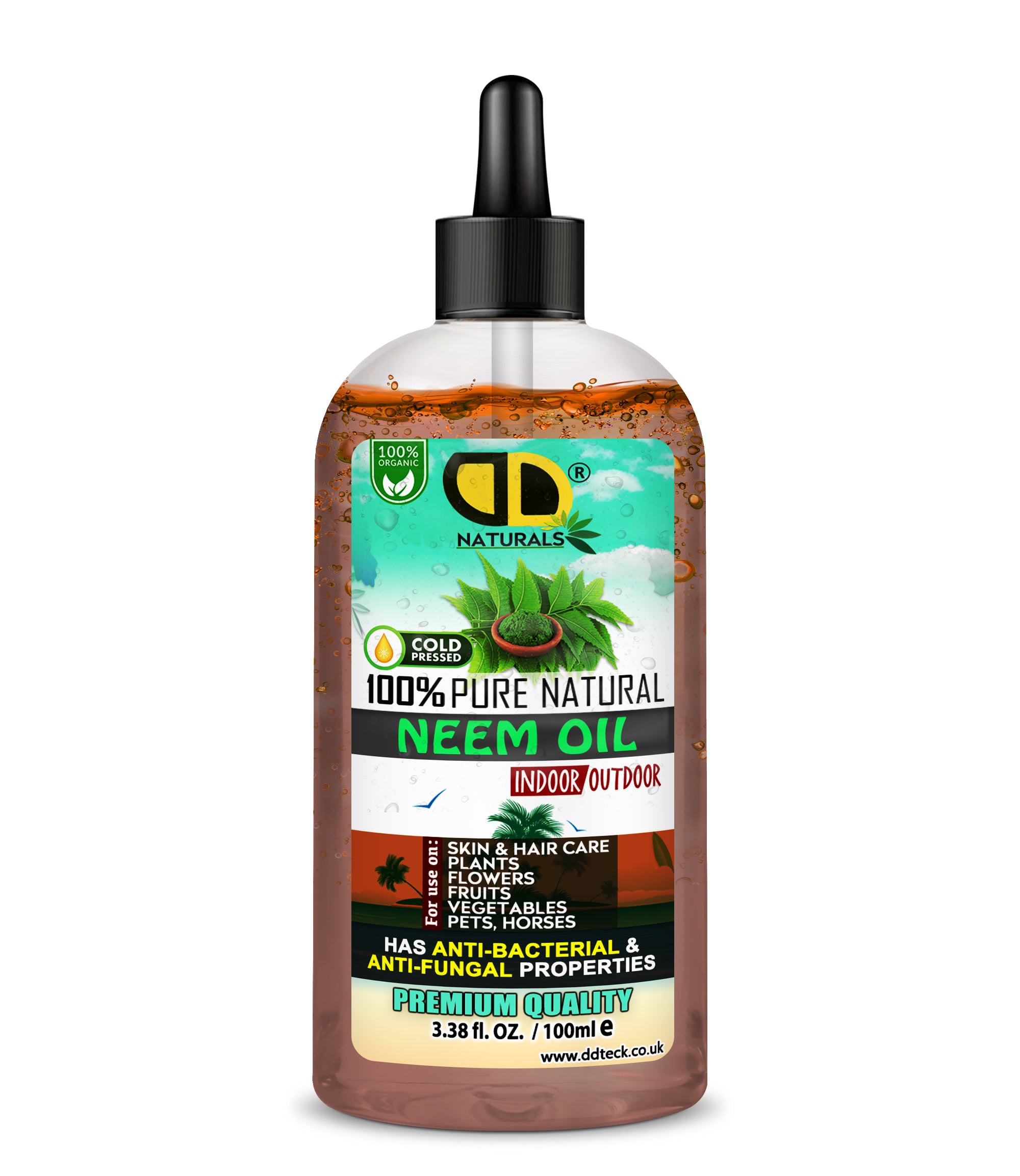 100% Pure Natural Neem Oil – Organic Cold Pressed Indoor & Outdoor Formula
