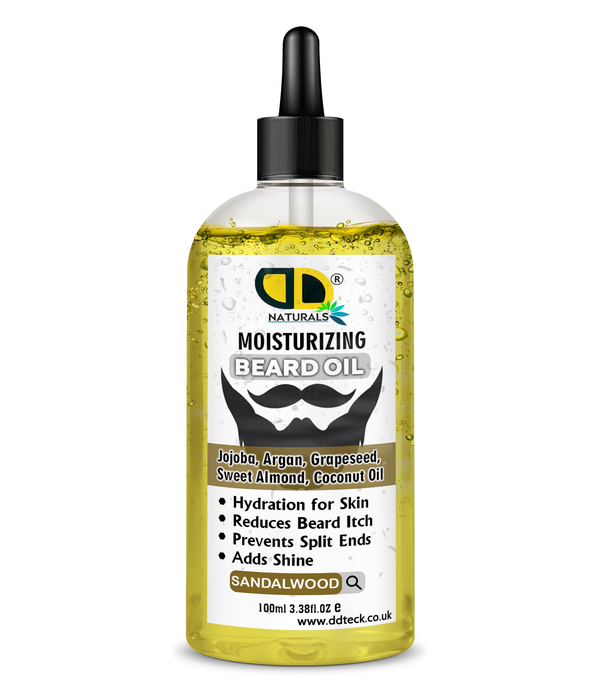 Moisturizing Beard Oil with Jojoba, Argan & Coconut Oil – Sandalwood Scent | Hydrating & Anti-Itch Beard Care