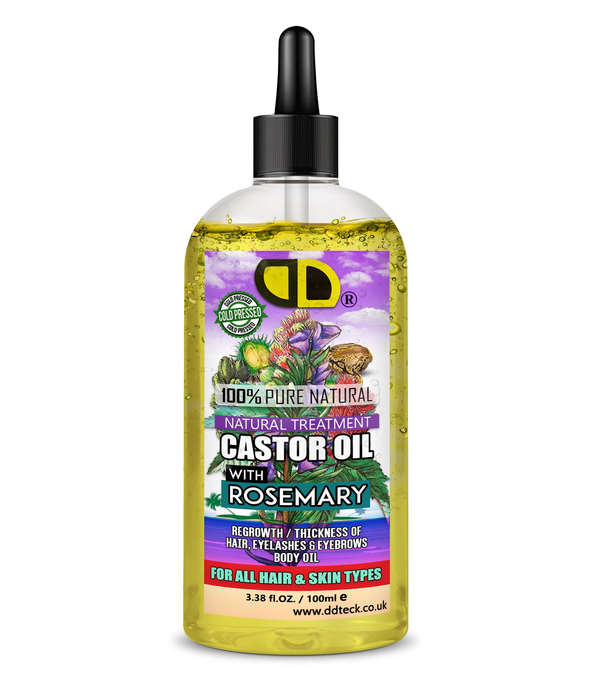 Castor & Rosemary Hair & Body Oil | Natural Treatment for Hair, Lashes & Brows