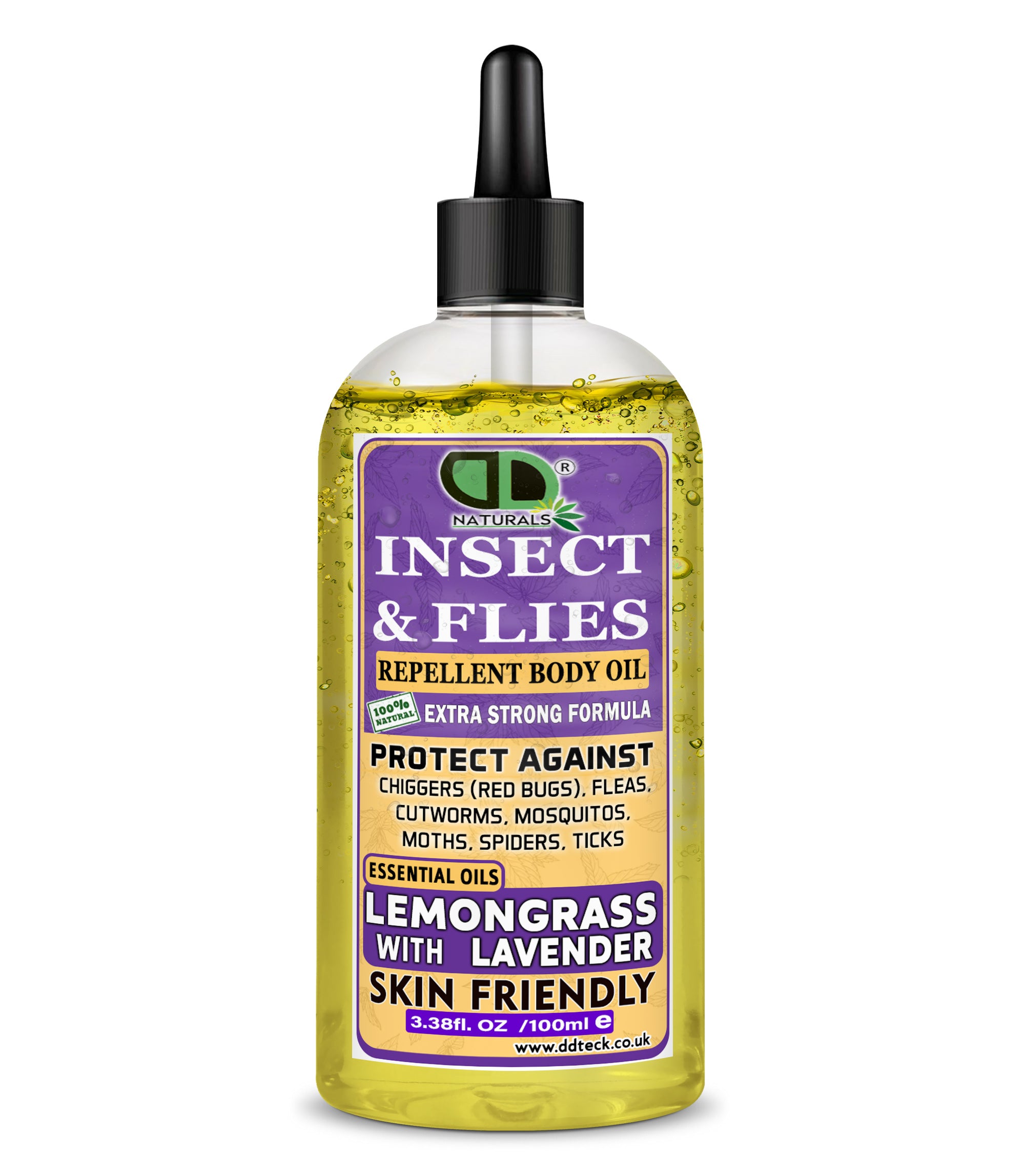 Insect & Flies Repellent Body Oil | Lemongrass & Lavender Essential Oils | Natural Bug Protection