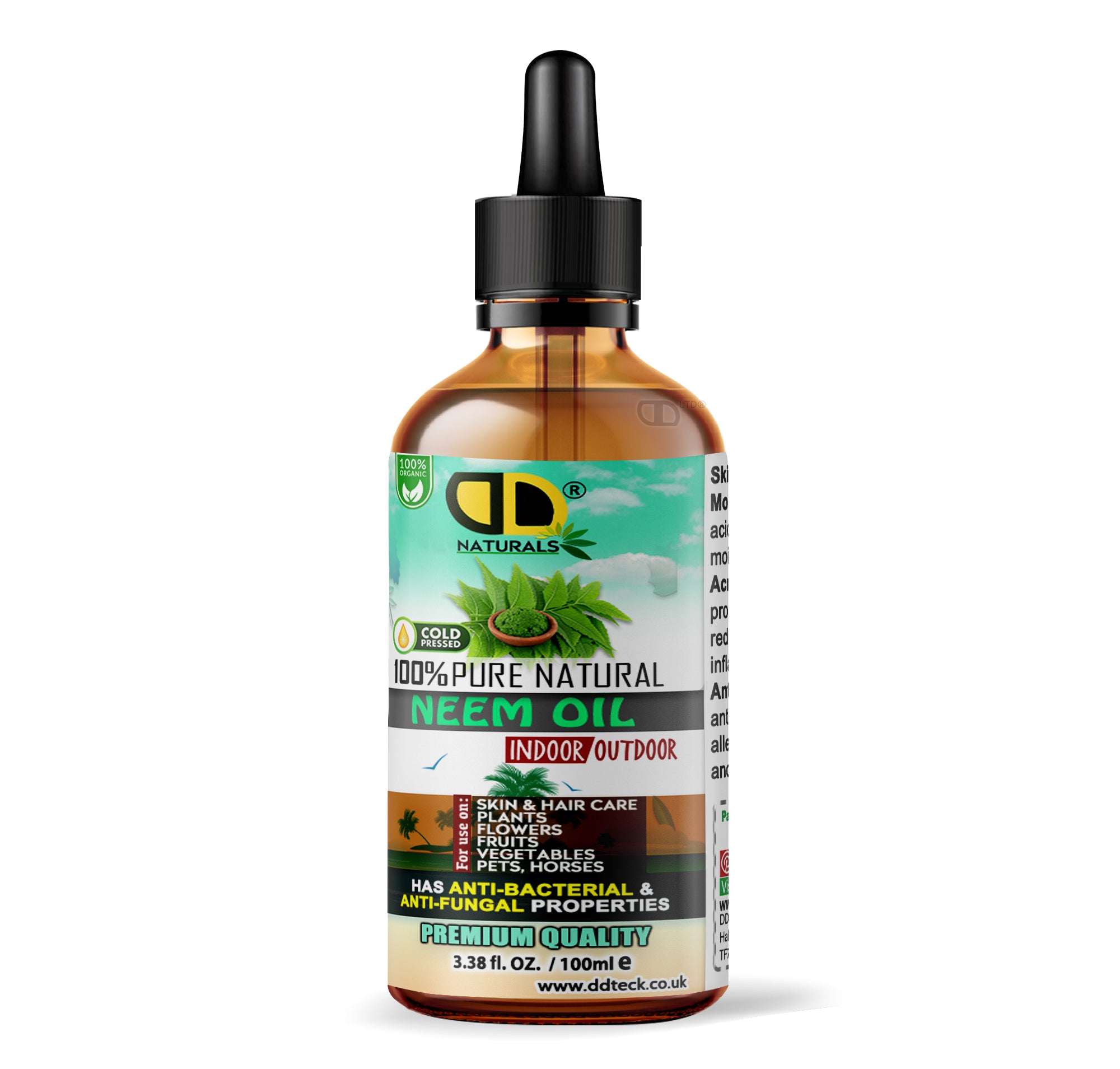100% Pure Natural Neem Oil – Organic Cold Pressed Indoor & Outdoor Formula