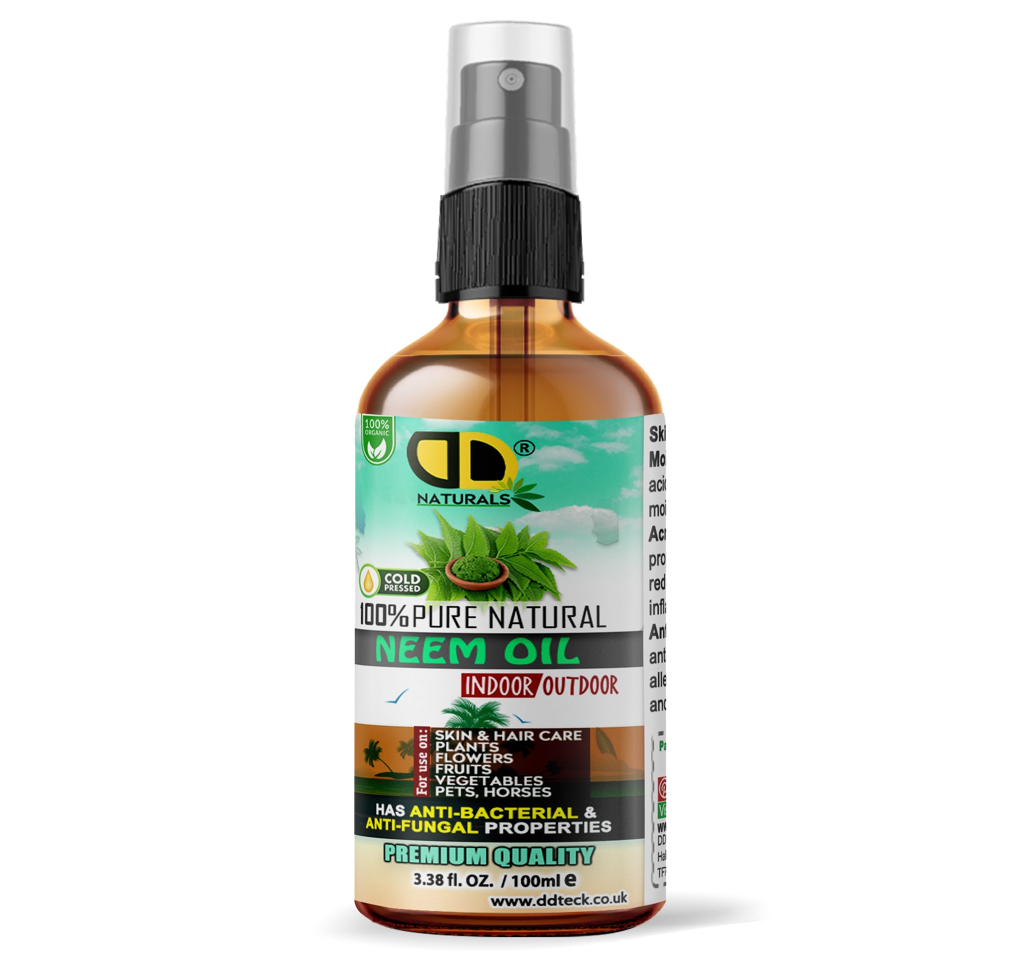 100% Pure Natural Neem Oil – Organic Cold Pressed Indoor & Outdoor Formula