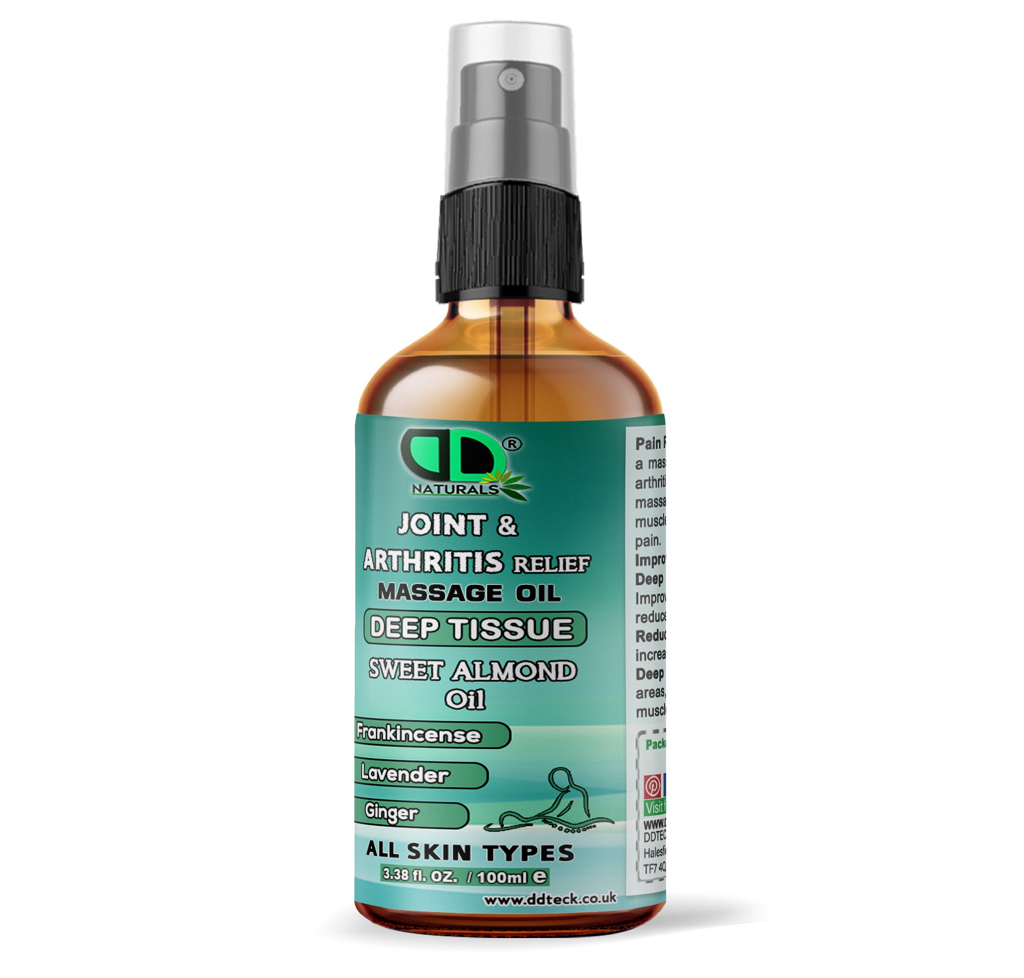 Joint & Arthritis Relief Deep Tissue Massage Oil with Frankincense, Lavender, & Ginger