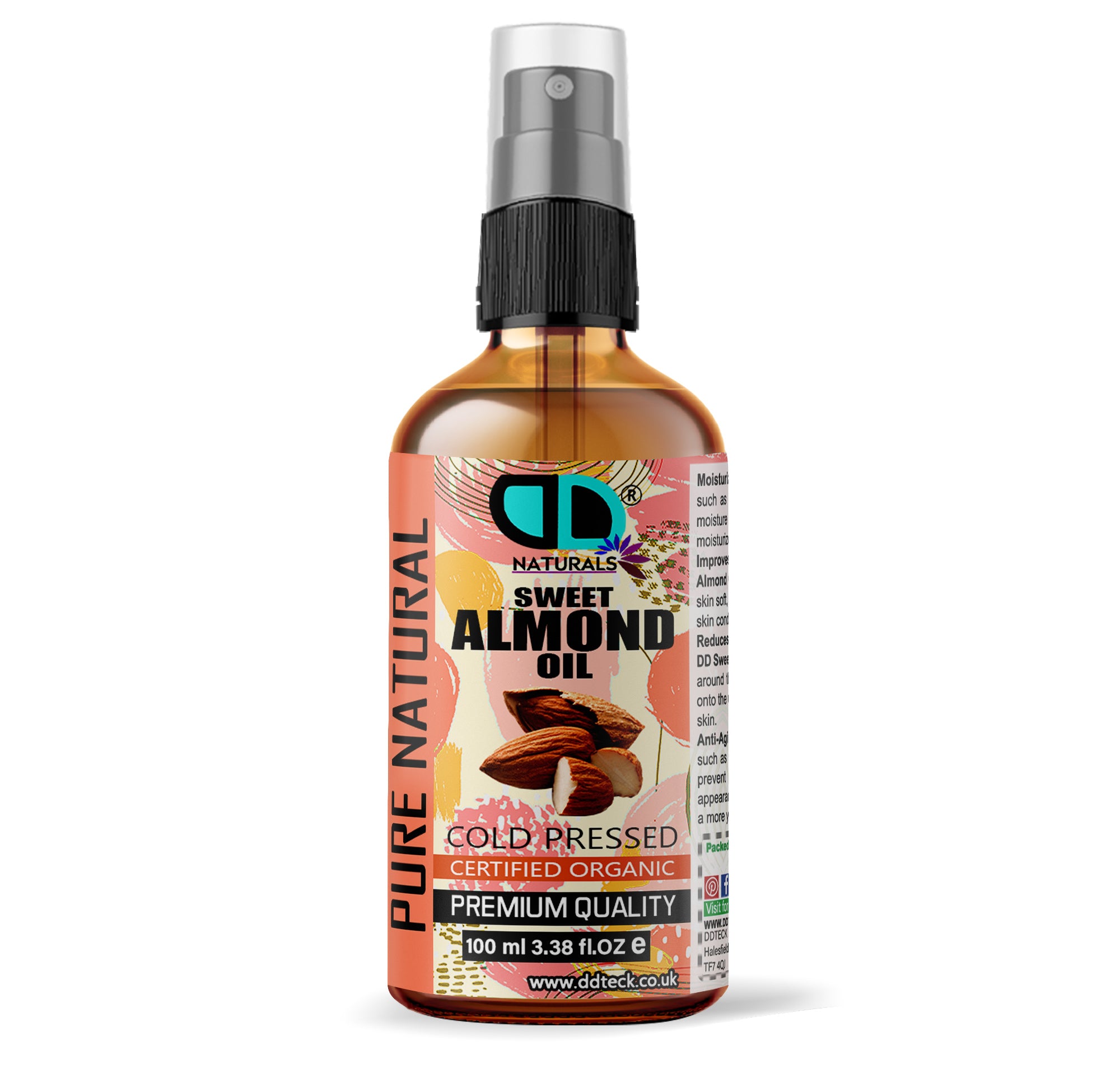 Pure Natural Sweet Almond Oil - Cold Pressed & Certified Organic