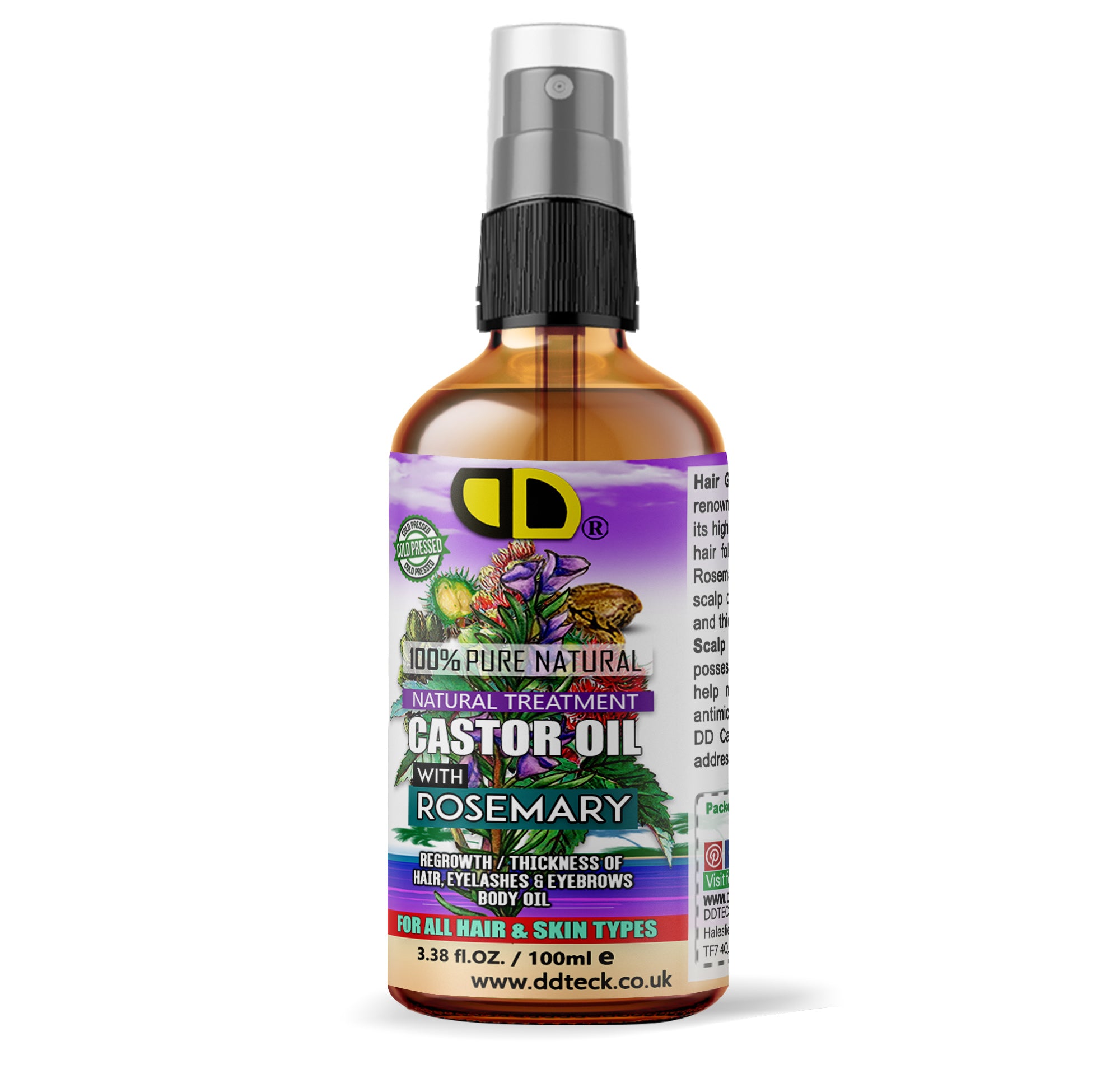 Castor & Rosemary Hair & Body Oil | Natural Treatment for Hair, Lashes & Brows