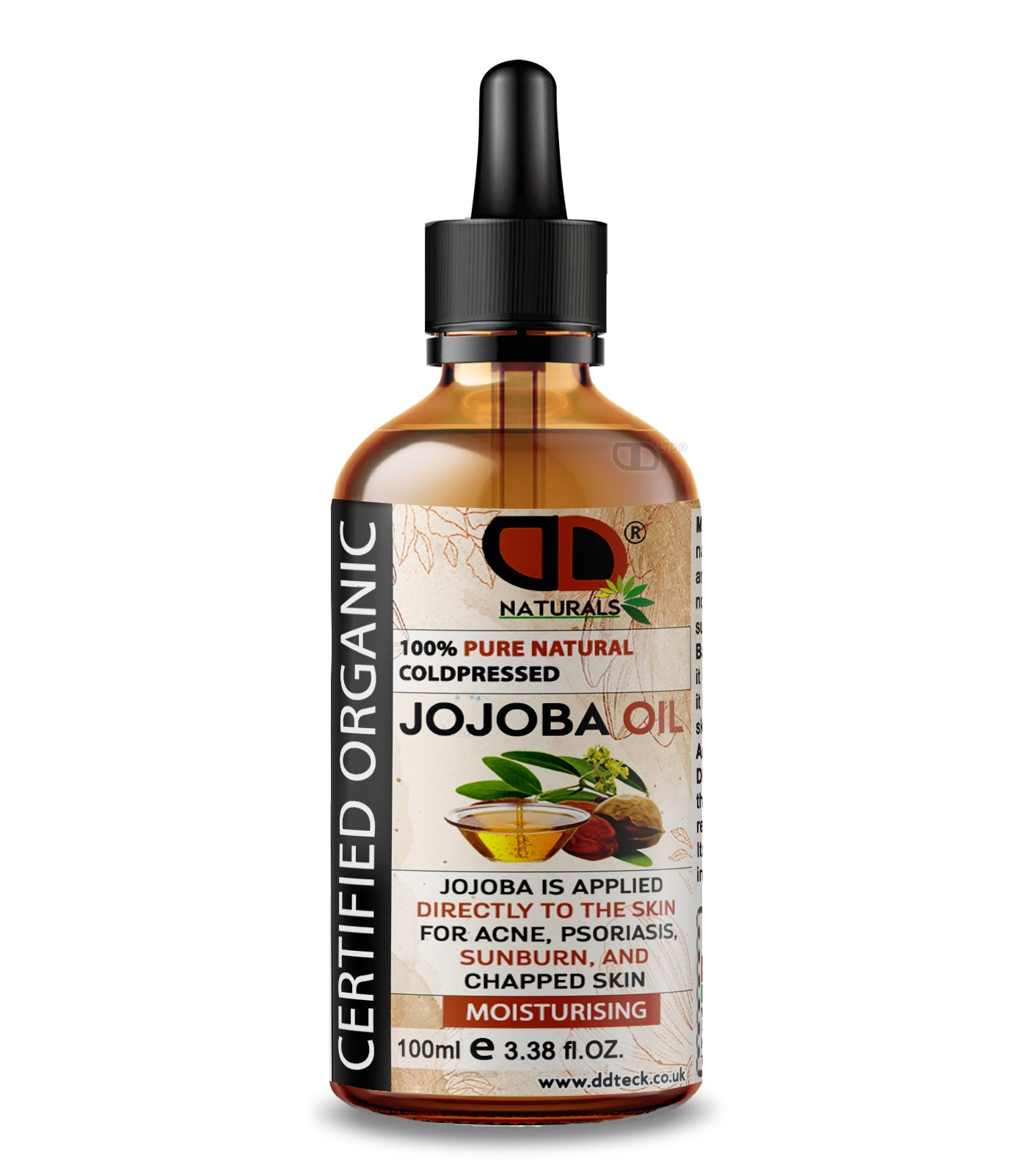 100% Pure Natural Cold pressed Jojoba Oil – Certified Organic Moisturizer