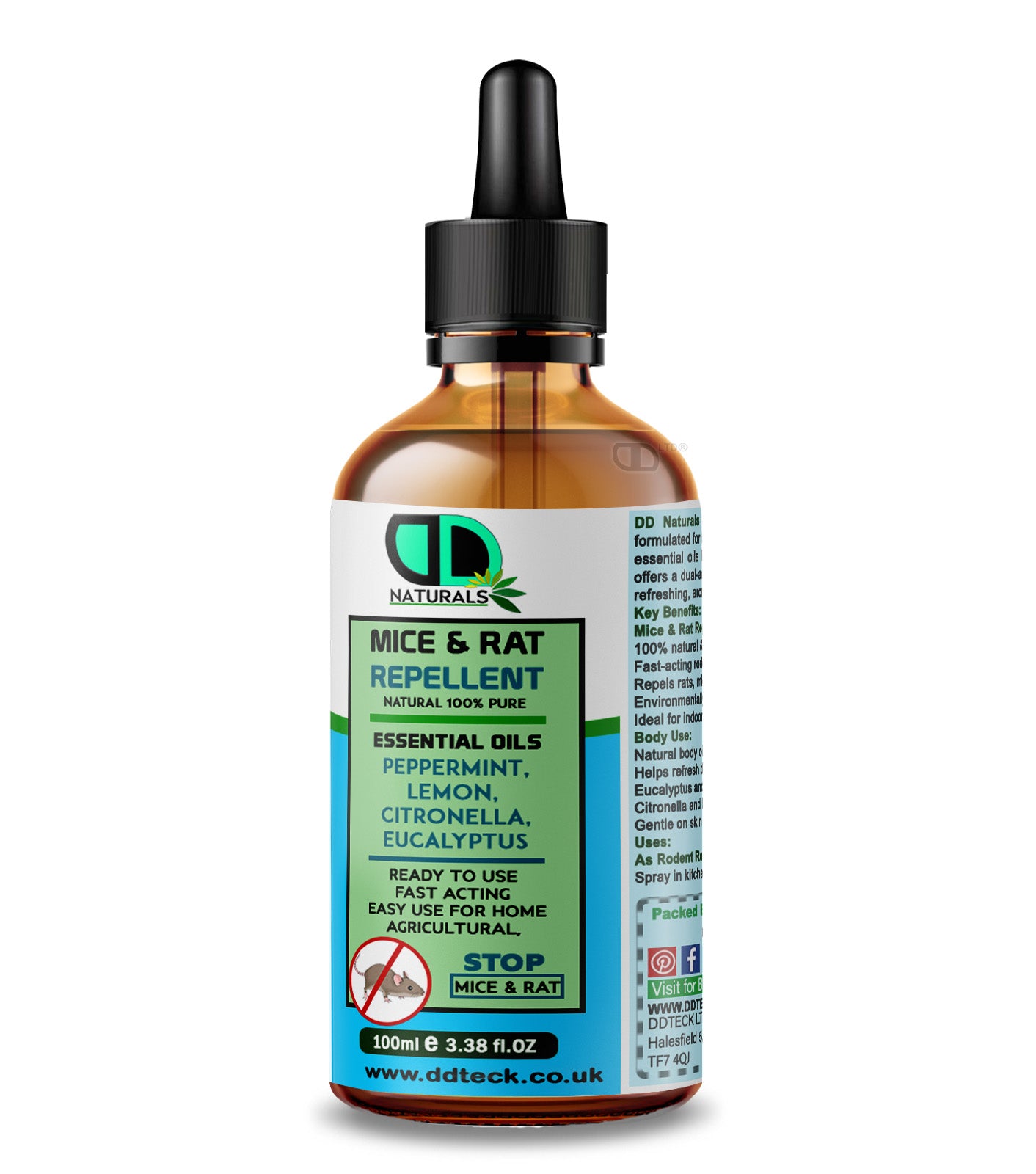 Mice & Rat Repellent Spray | Natural Essential Oil Rodent Deterrent | Peppermint, Lemon, Citronella & Eucalyptus