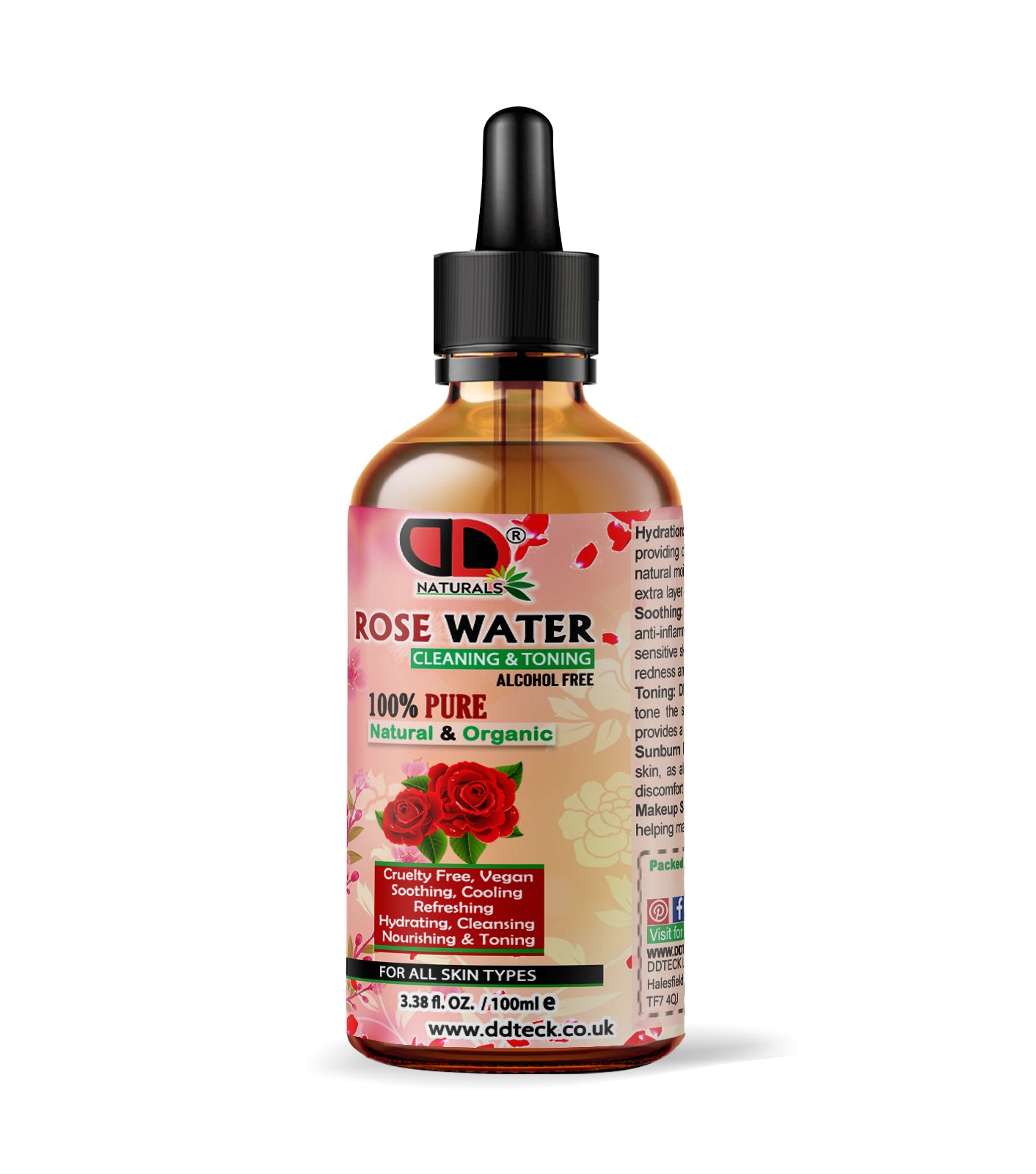 Rose Water Facial Toner Spray | 100% Pure Bulgarian Rose Hydrolat for Hydrated, Glowing Skin