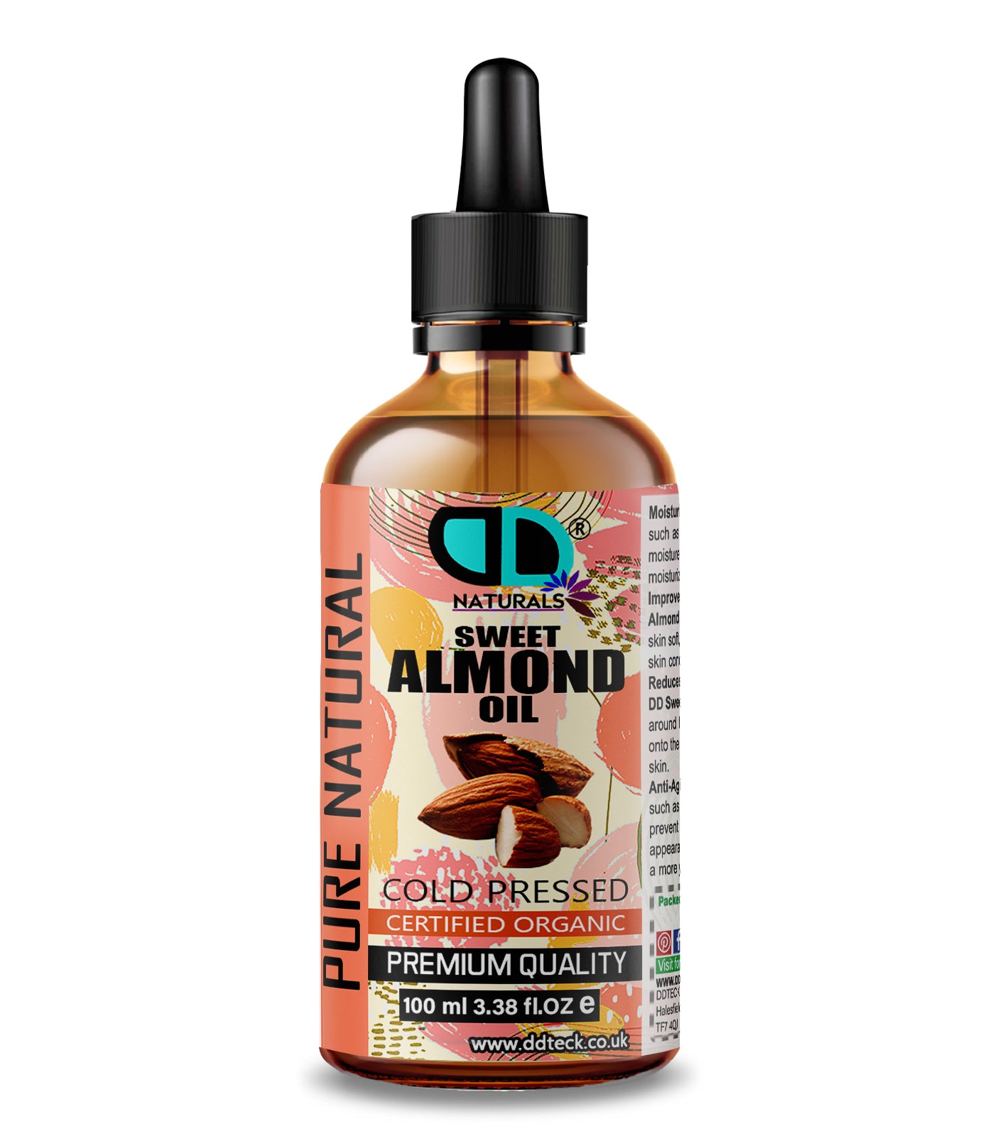 Pure Natural Sweet Almond Oil - Cold Pressed & Certified Organic