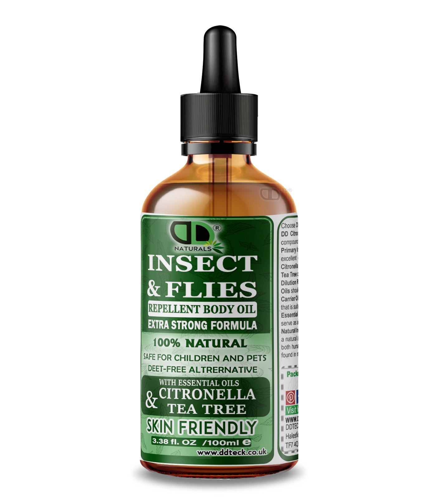 Insect Repellent Body Oil with Citronella & Tea Tree Essential Oils | Natural Protection for Skin & Outdoor Use