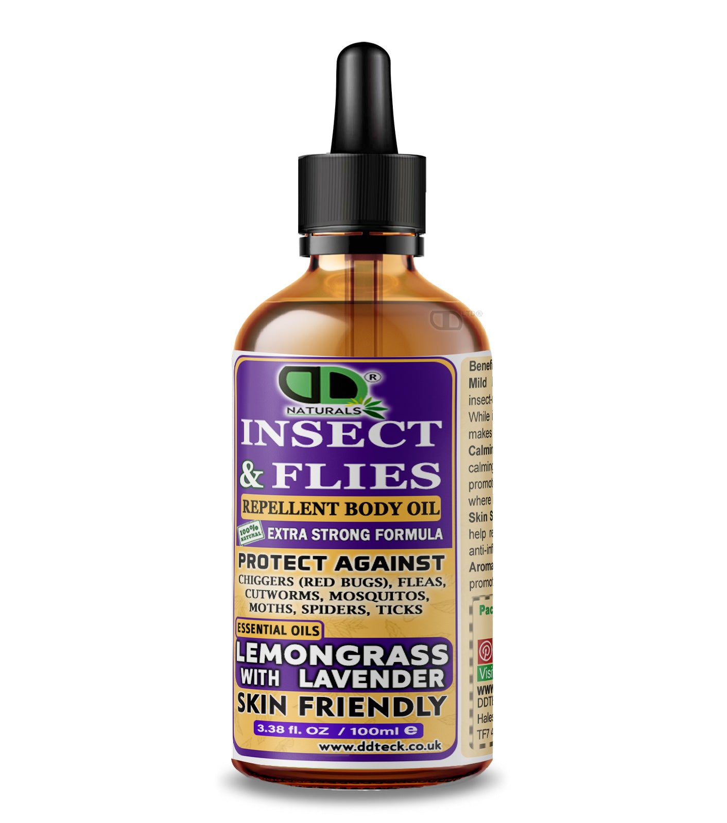 Insect & Flies Repellent Body Oil | Lemongrass & Lavender Essential Oils | Natural Bug Protection