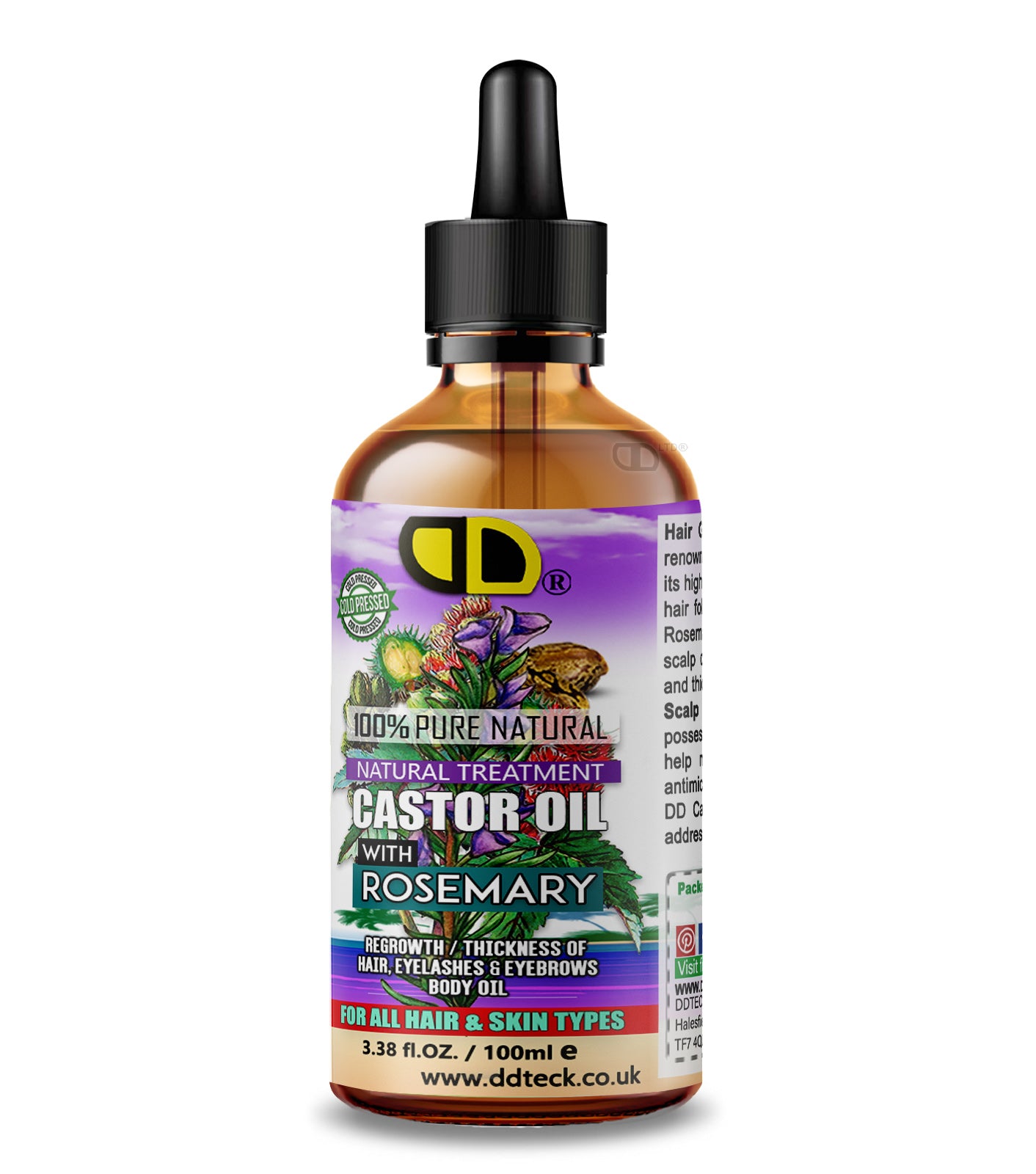Castor & Rosemary Hair & Body Oil | Natural Treatment for Hair, Lashes & Brows