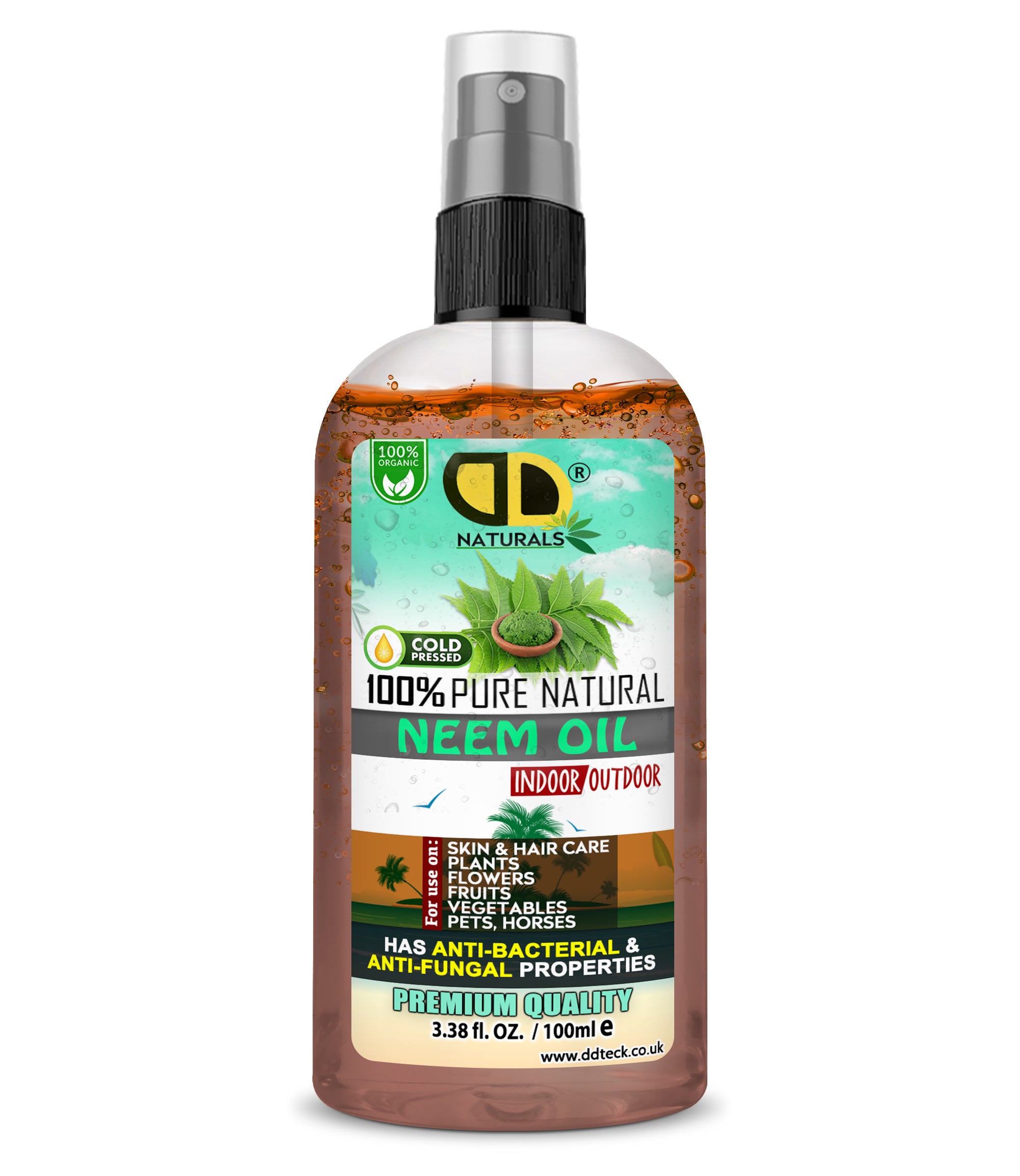 100% Pure Natural Neem Oil – Organic Cold Pressed Indoor & Outdoor Formula
