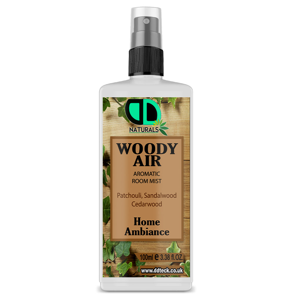 Woody Air Aromatic Room Mist - Home Ambiance with Patchouli, Sandalwood & Cedarwood