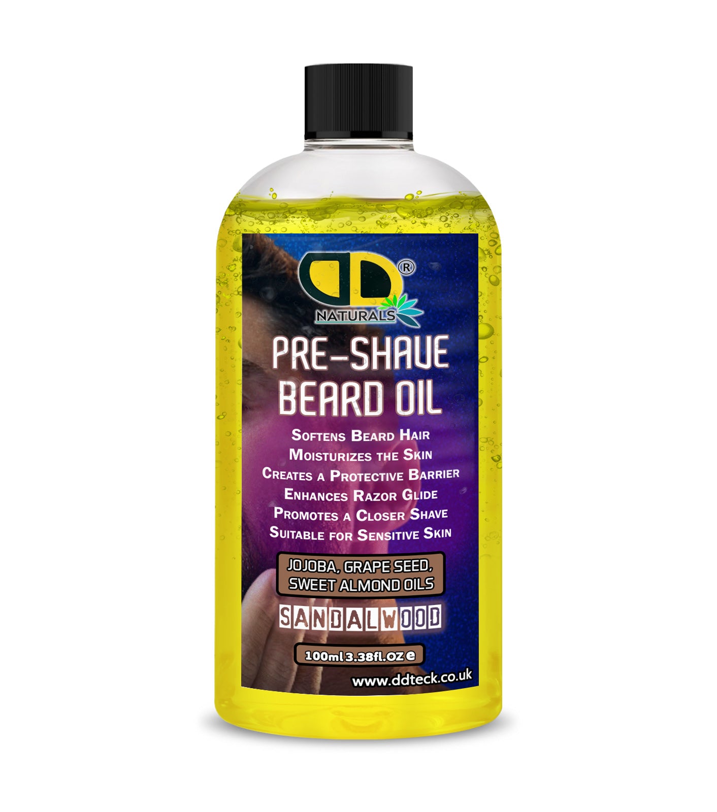 Pre-Shave Beard Oil with Jojoba, Grapeseed & Sweet Almond Oils – Sandalwood | Smooth & Protective Shave