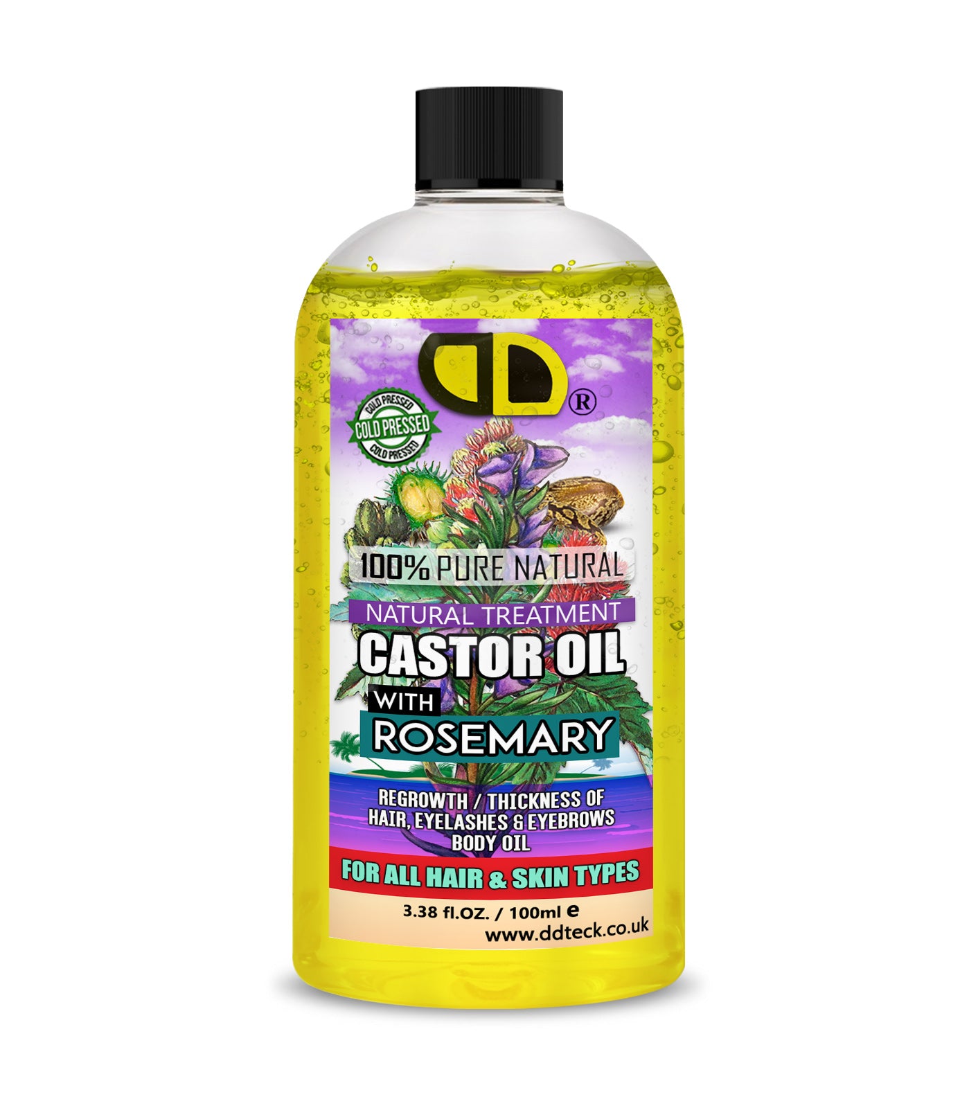 Castor & Rosemary Hair & Body Oil | Natural Treatment for Hair, Lashes & Brows