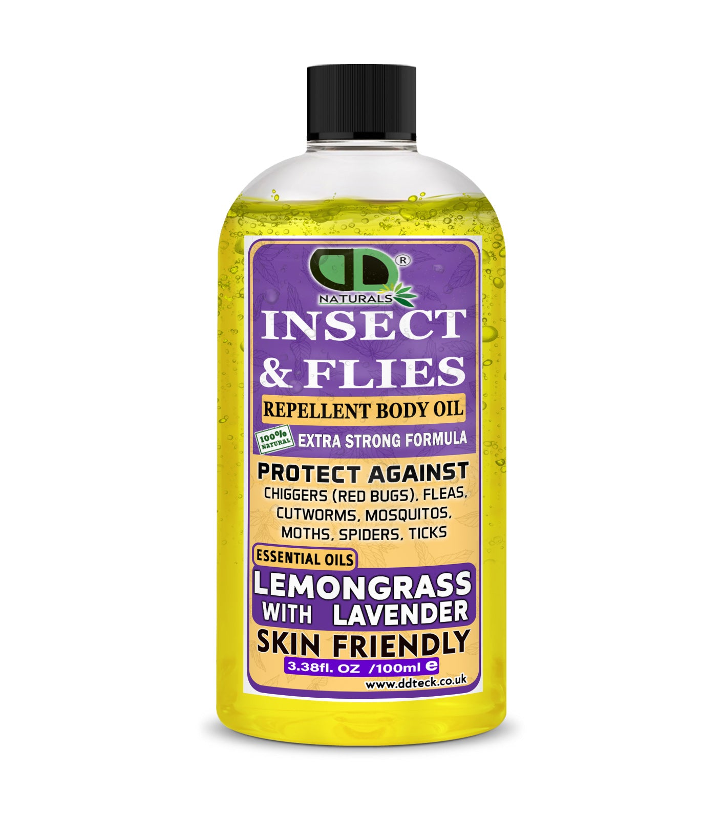 Insect & Flies Repellent Body Oil | Lemongrass & Lavender Essential Oils | Natural Bug Protection