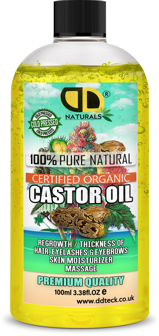 100% Pure Natural Castor Oil – Certified Organic Hair & Lash Growth Treatment