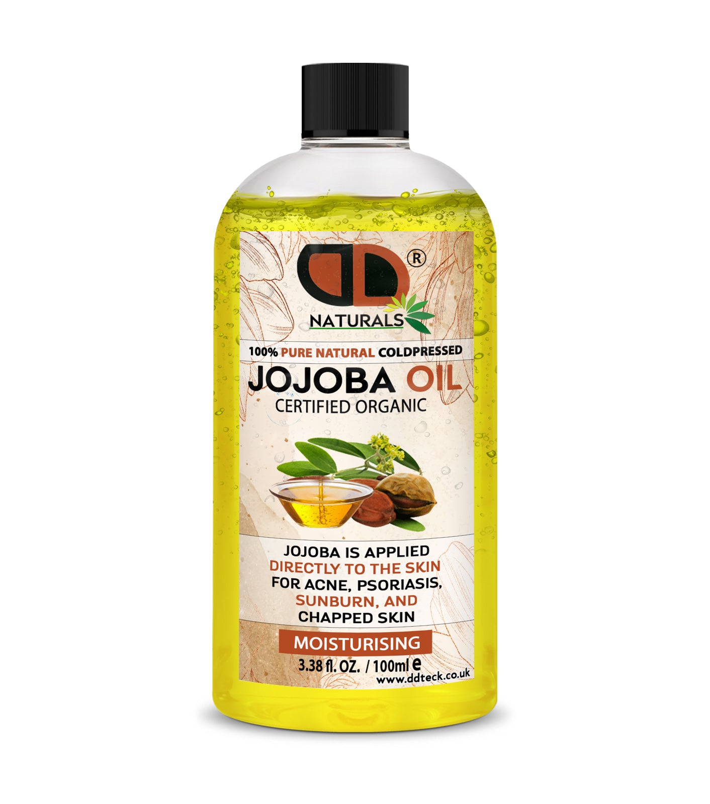 100% Pure Natural Cold pressed Jojoba Oil – Certified Organic Moisturizer