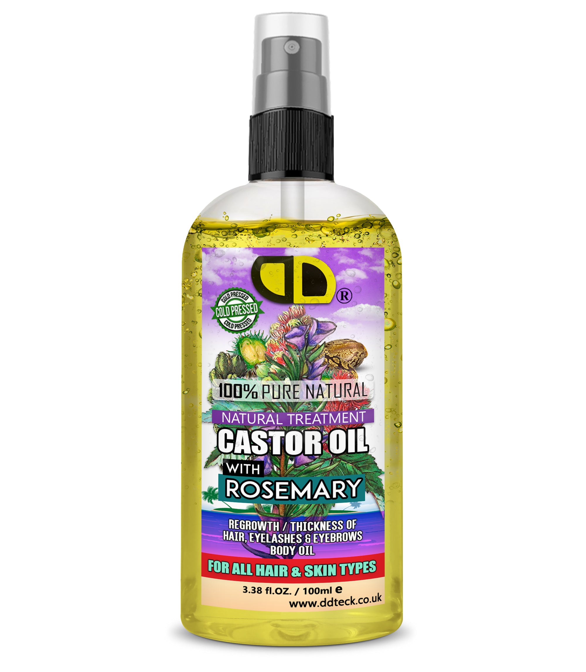 Castor & Rosemary Hair & Body Oil | Natural Treatment for Hair, Lashes & Brows
