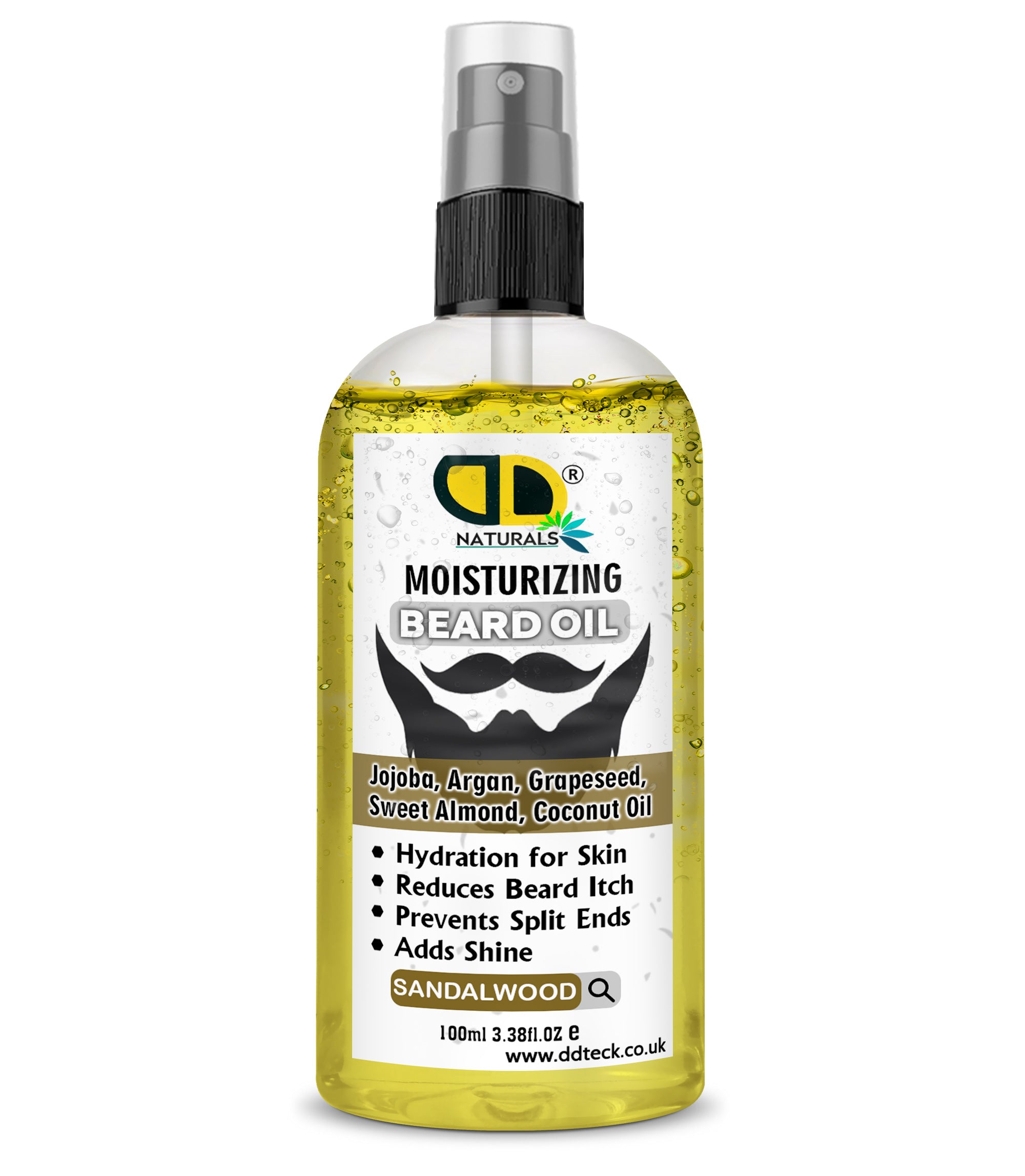 Moisturizing Beard Oil with Jojoba, Argan & Coconut Oil – Sandalwood Scent | Hydrating & Anti-Itch Beard Care