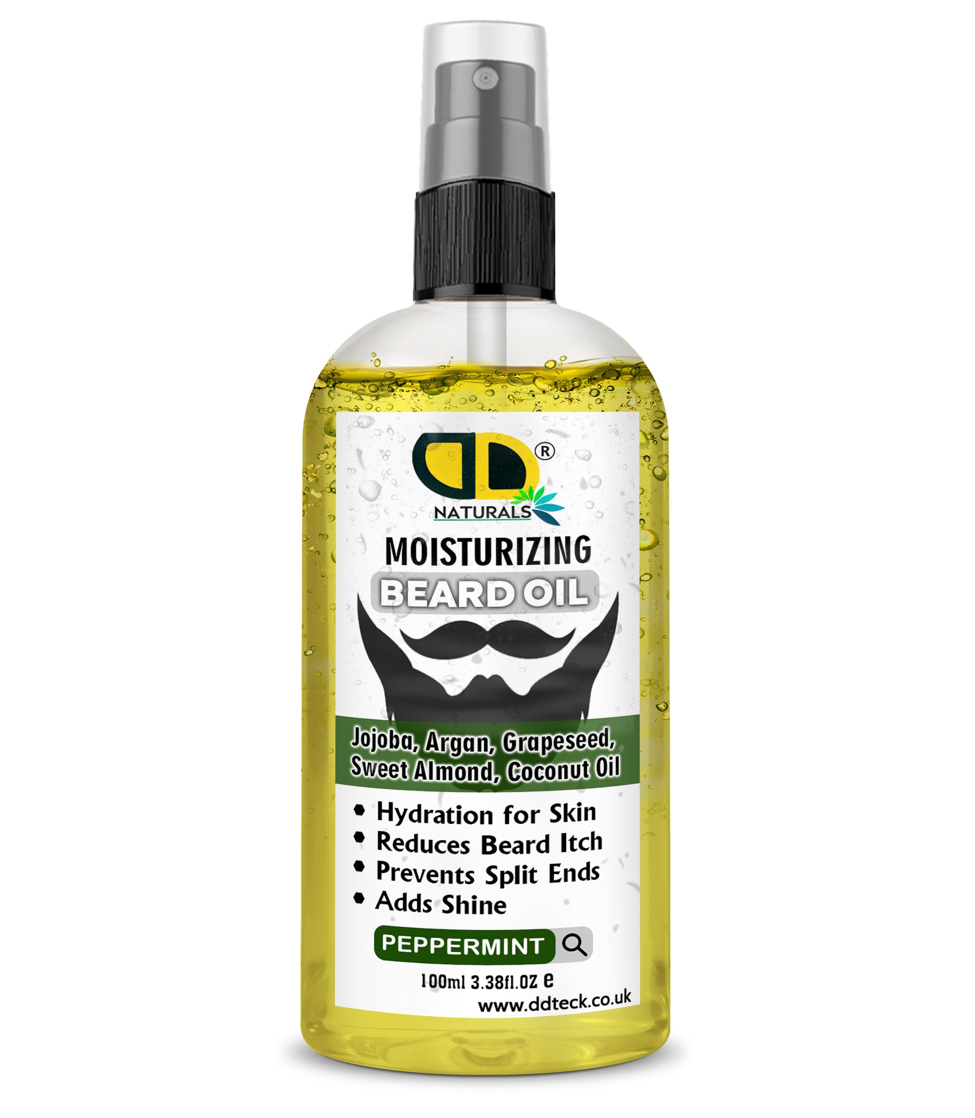Moisturizing Peppermint Beard Oil - Premium Blend with Jojoba, Argan & Coconut Oil