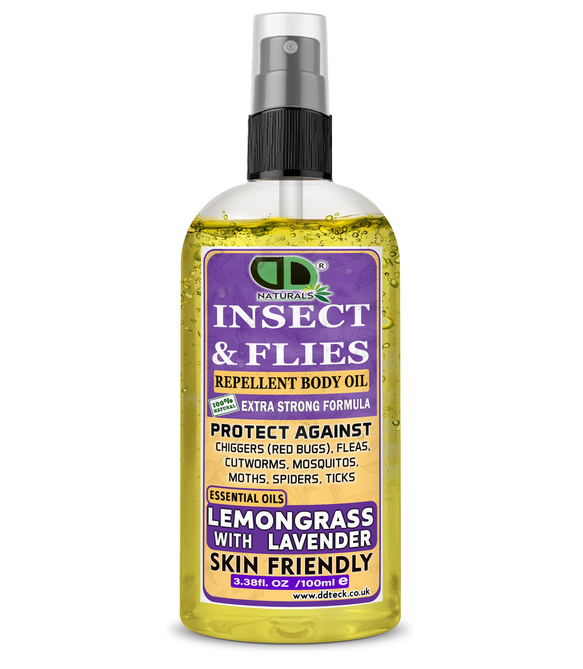 Insect & Flies Repellent Body Oil | Lemongrass & Lavender Essential Oils | Natural Bug Protection