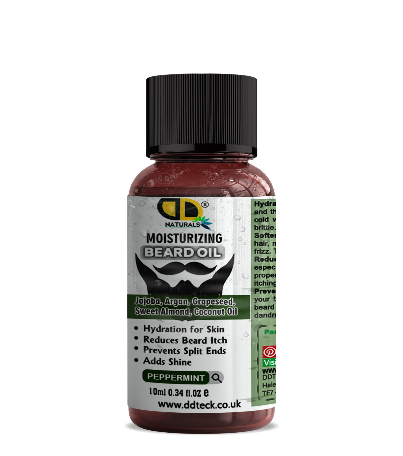 Moisturizing Peppermint Beard Oil - Premium Blend with Jojoba, Argan & Coconut Oil