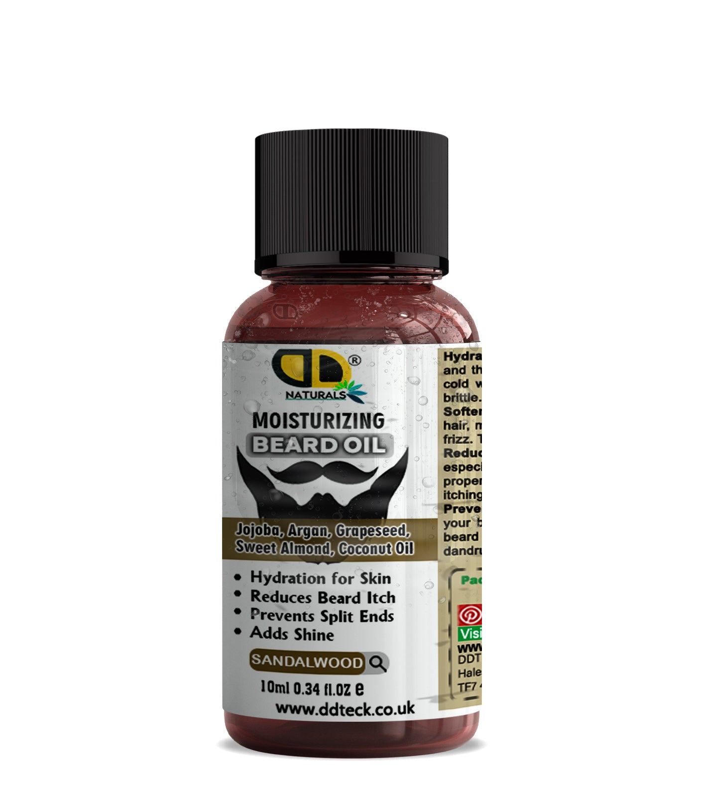 Moisturizing Beard Oil with Jojoba, Argan & Coconut Oil – Sandalwood Scent | Hydrating & Anti-Itch Beard Care