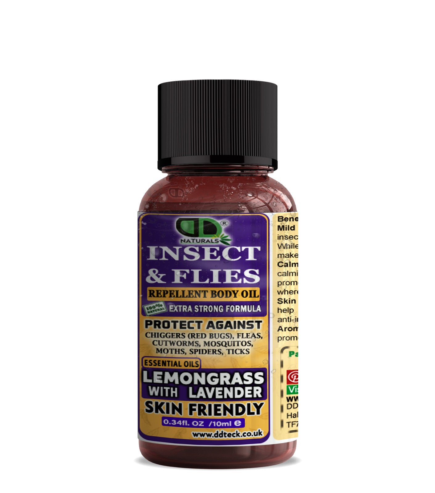Insect & Flies Repellent Body Oil | Lemongrass & Lavender Essential Oils | Natural Bug Protection