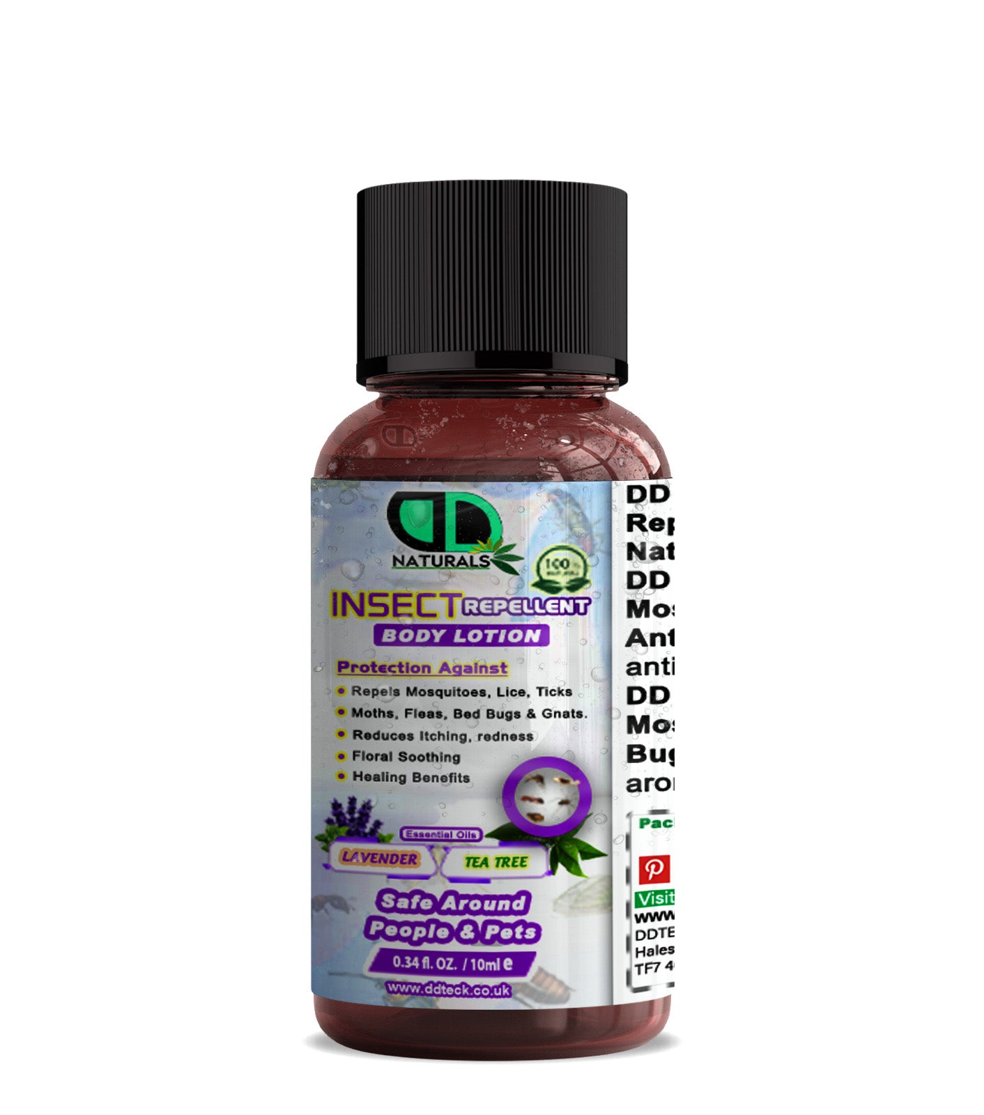 Natural Insect Repellent Body Lotion with Lavender & Tea Tree Oil – Mosquito & Bug Protection | Safe for People & Pets